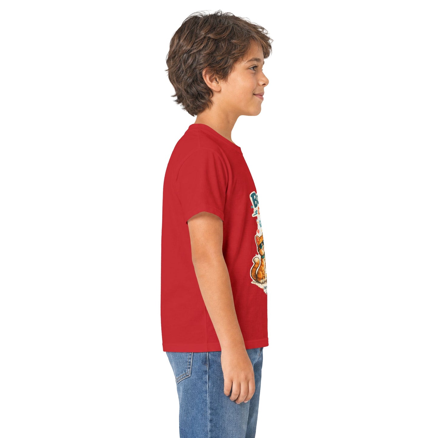 Boys Rule Cats Drool Kids T-Shirt — Cute Skateboard Cat Graphic Tee