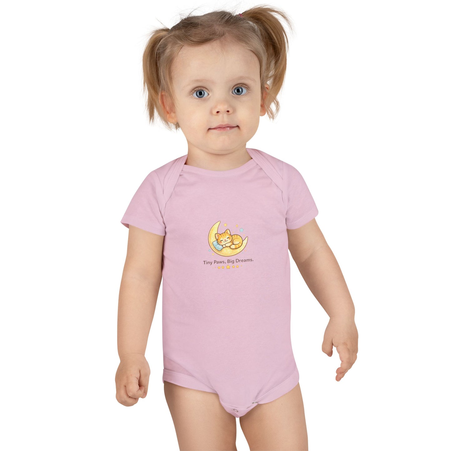 Baby Onesie - "Tiny Paws, Big Dreams" Moon Cat Infant Bodysuit