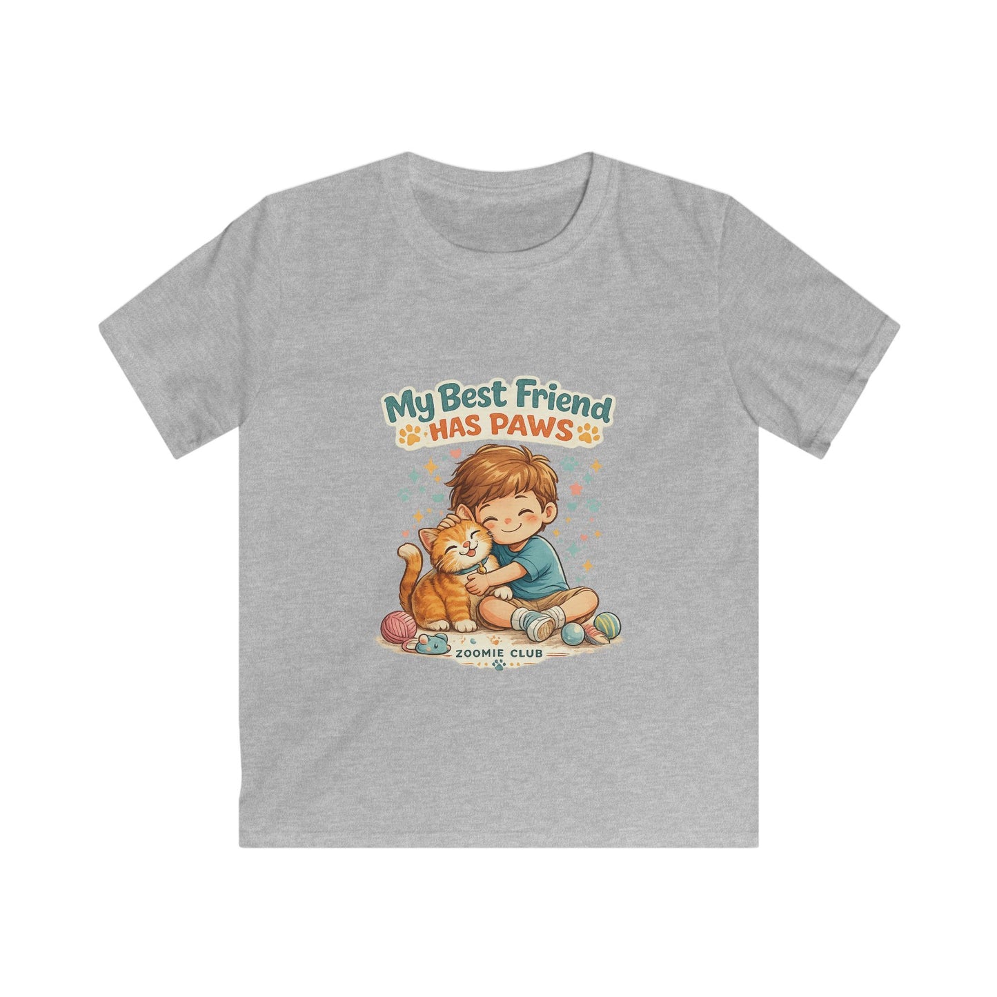 Kids Tee — "My Best Friend Has Paws" Cat Lover Shirt (Childrens Graphic Tee)