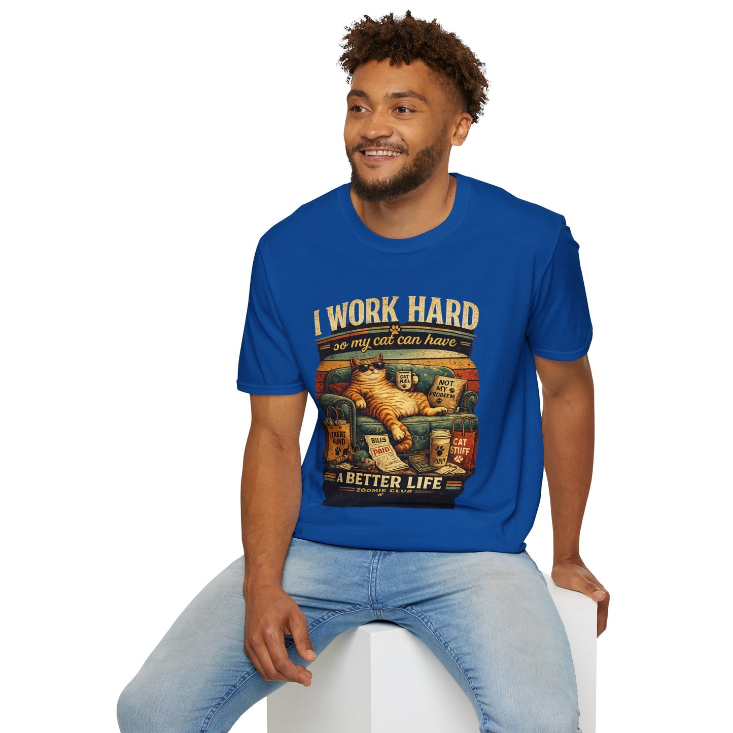 Cat Lover T‑Shirt — "I Work Hard So My Cat Can Have a Better Life" Graphic Tee