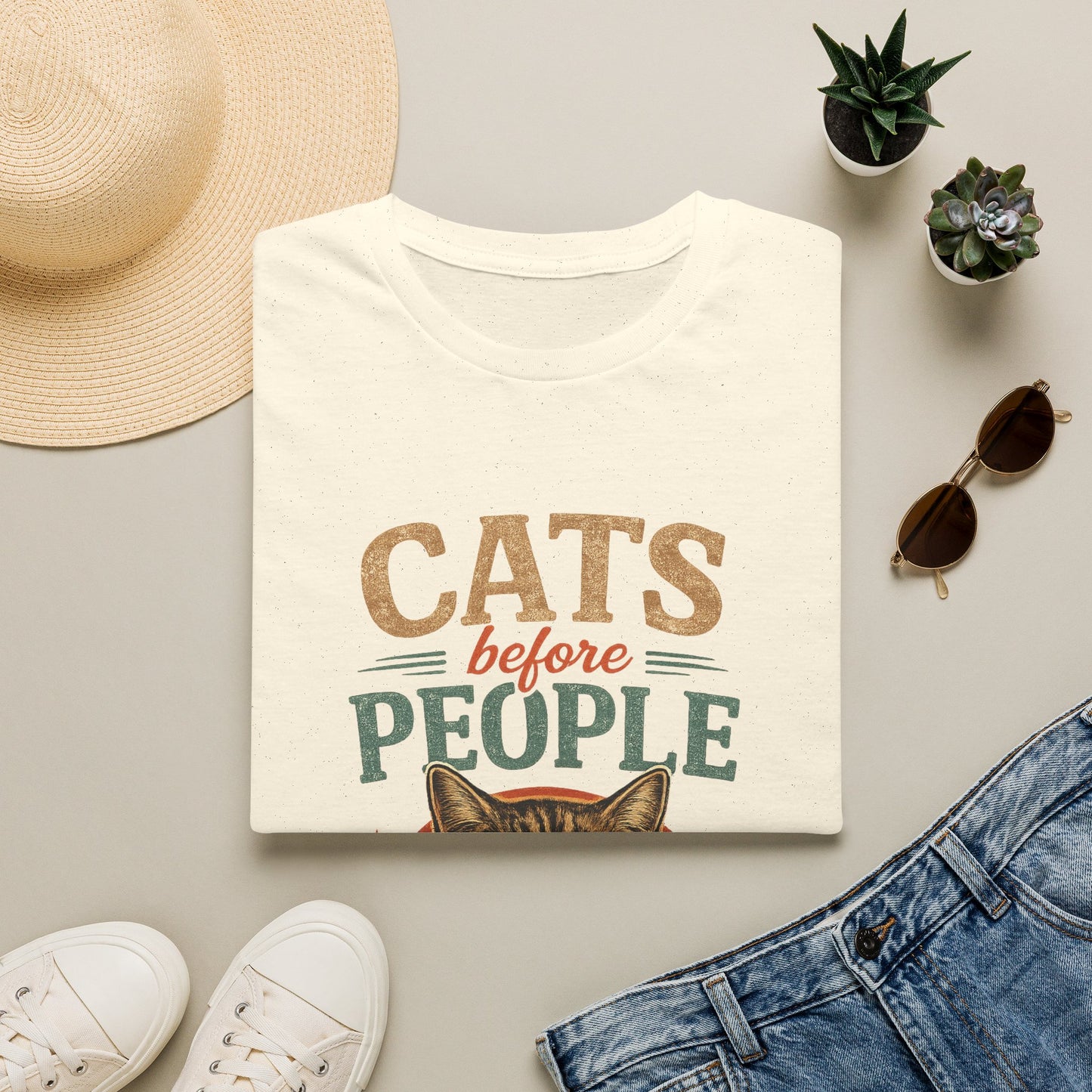 Cats Before People T-Shirt — Retro Cat Lover Graphic Tee