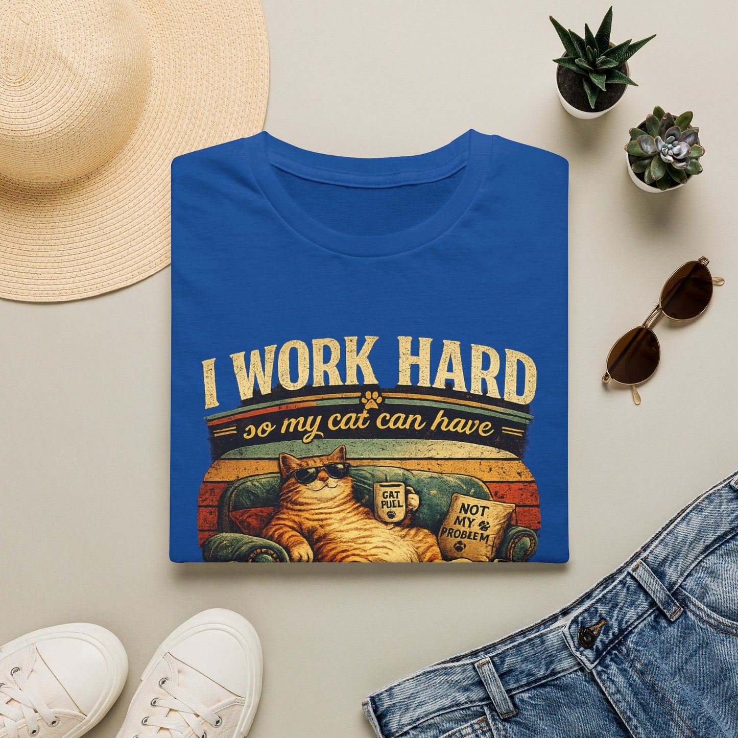 Cat Lover T‑Shirt — "I Work Hard So My Cat Can Have a Better Life" Graphic Tee