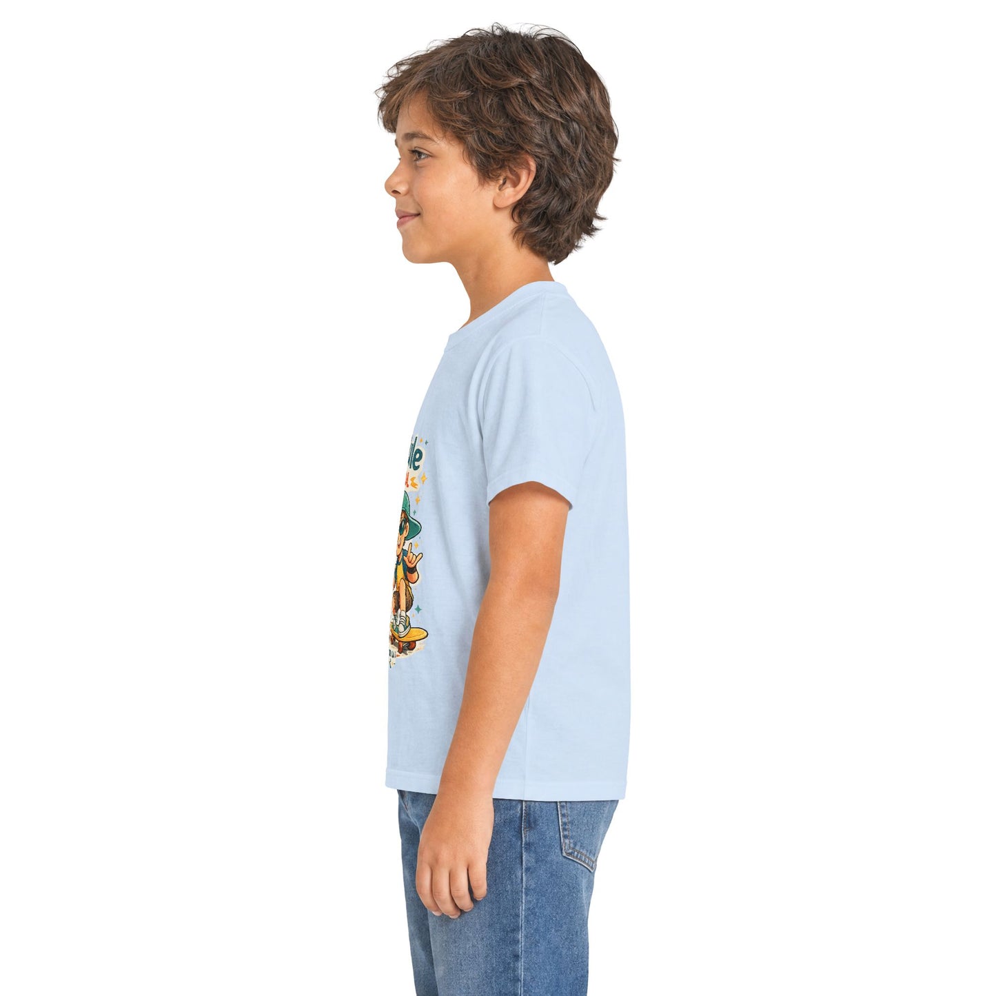 Boys Rule Cats Drool Kids T-Shirt — Cute Skateboard Cat Graphic Tee