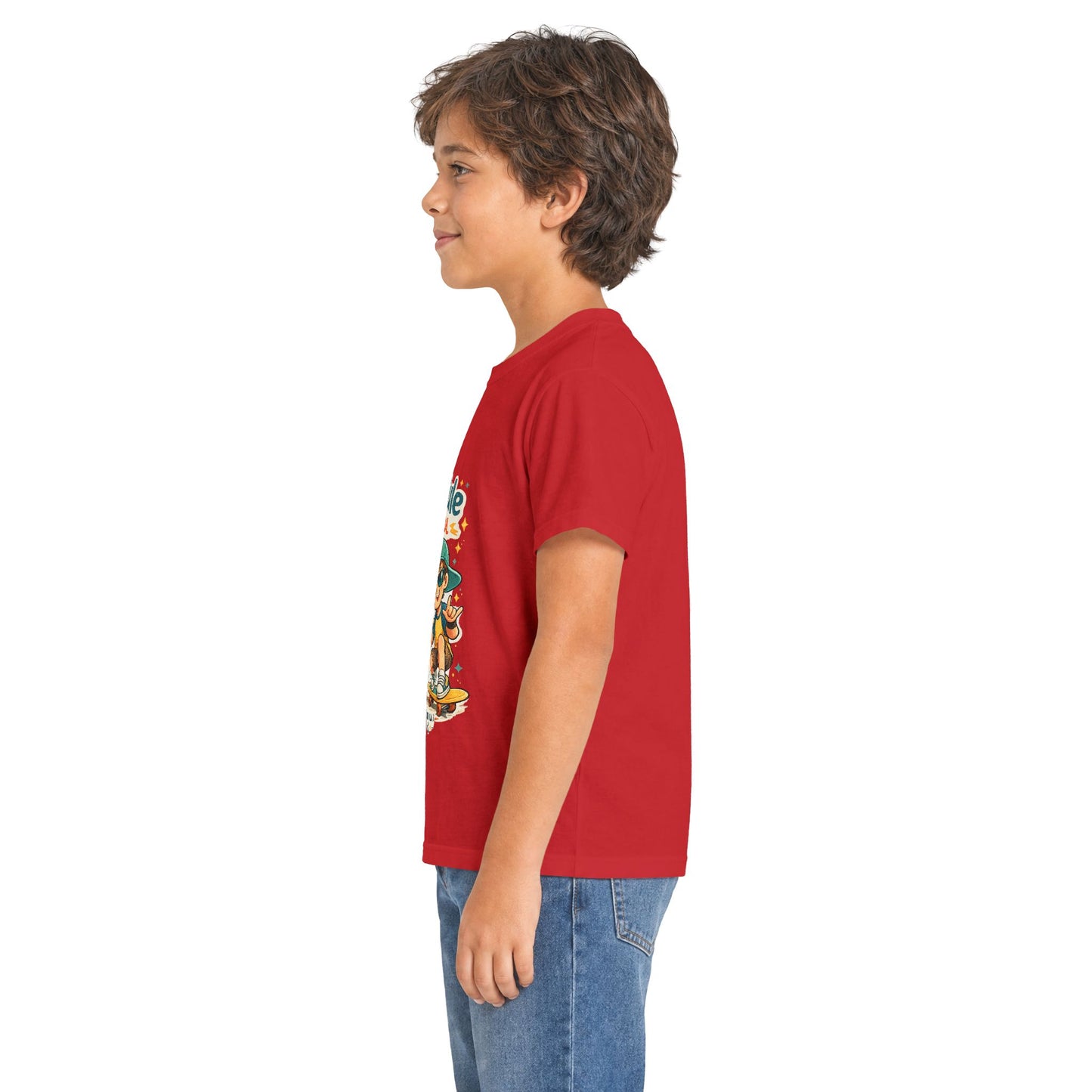 Boys Rule Cats Drool Kids T-Shirt — Cute Skateboard Cat Graphic Tee