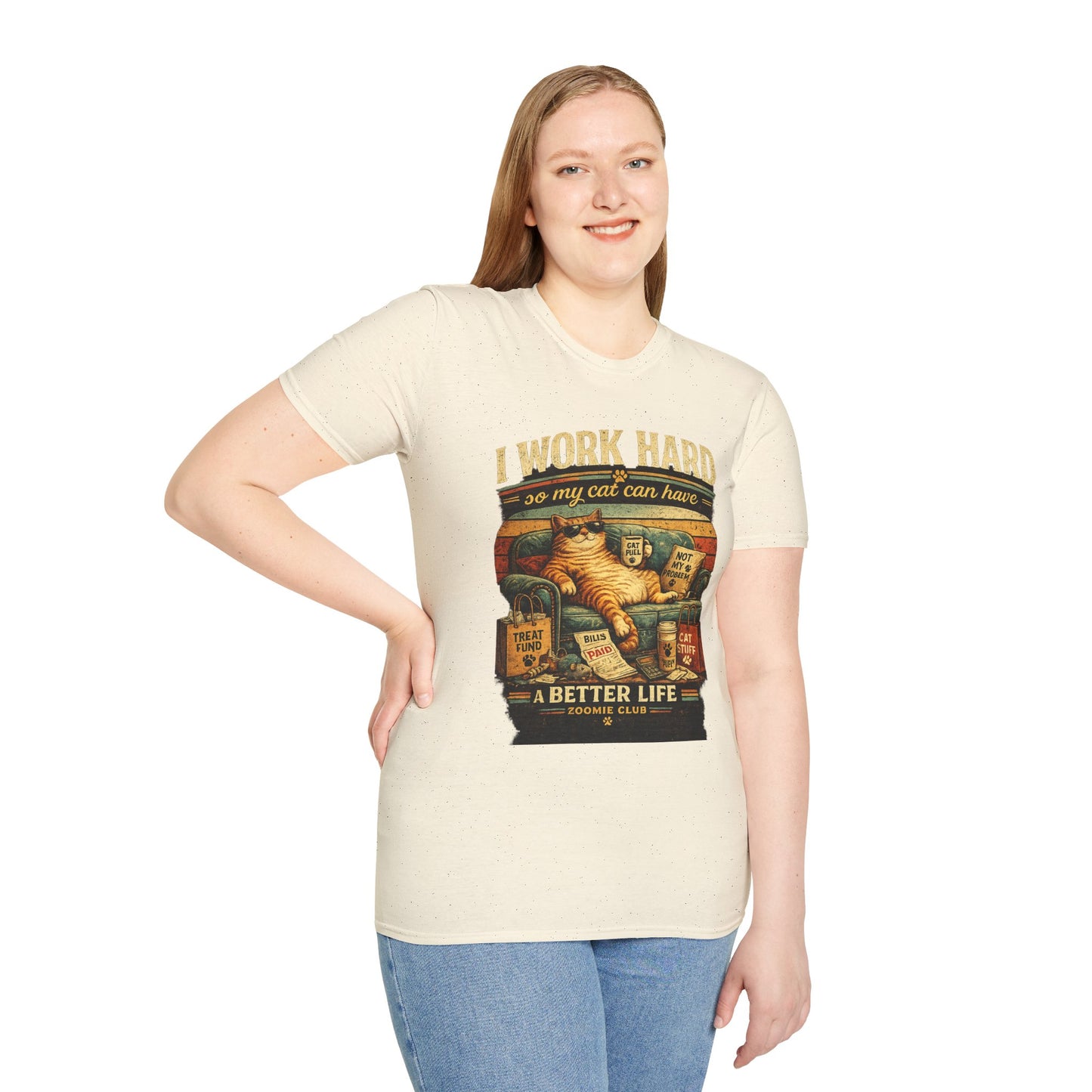 Cat Lover T‑Shirt — "I Work Hard So My Cat Can Have a Better Life" Graphic Tee