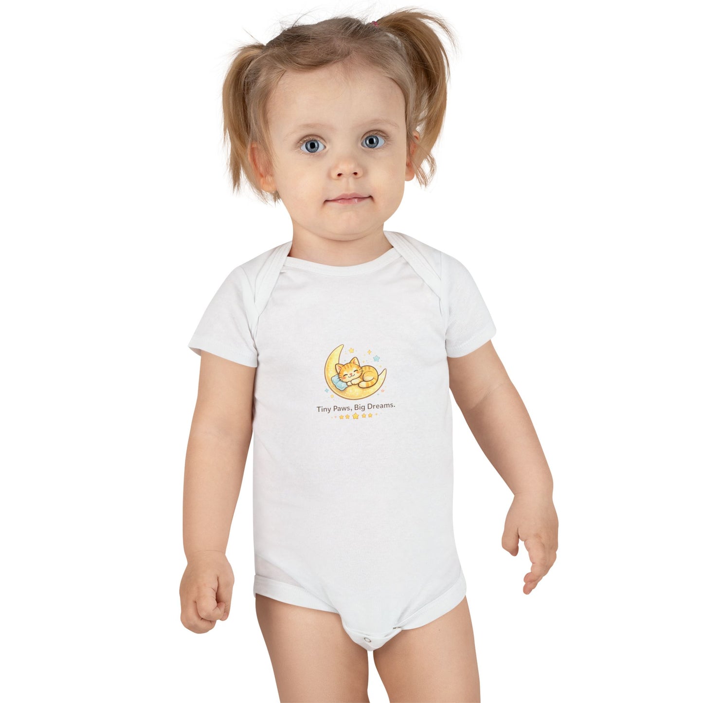 Baby Onesie - "Tiny Paws, Big Dreams" Moon Cat Infant Bodysuit