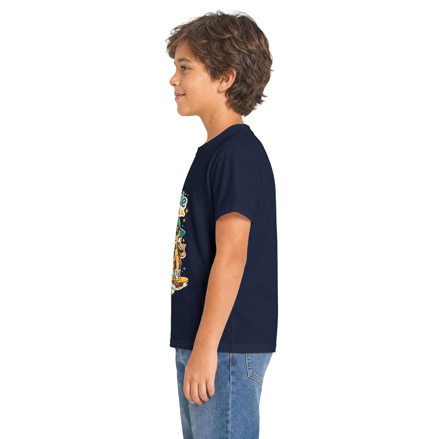 Boys Rule Cats Drool Kids T-Shirt — Cute Skateboard Cat Graphic Tee