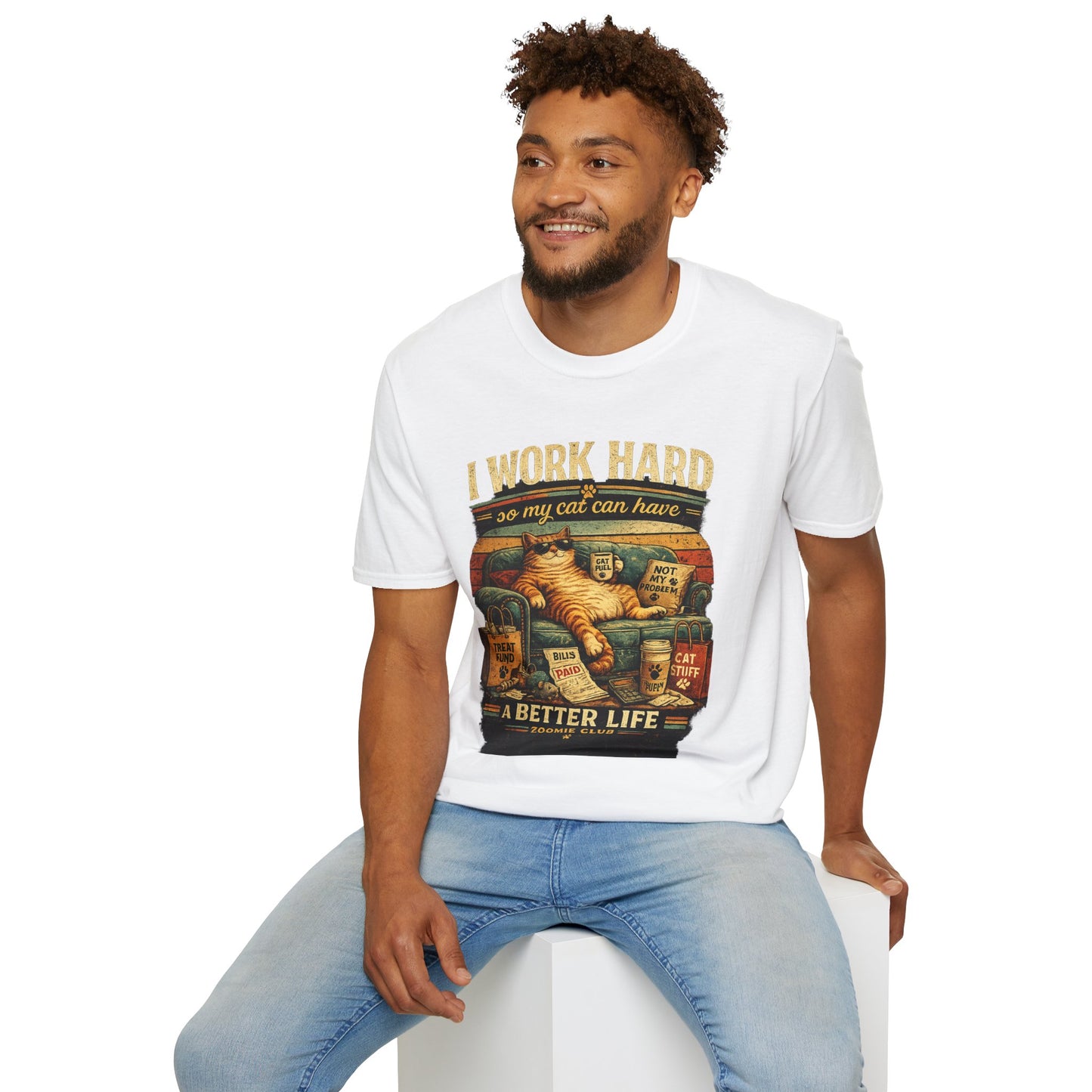 Cat Lover T‑Shirt — "I Work Hard So My Cat Can Have a Better Life" Graphic Tee