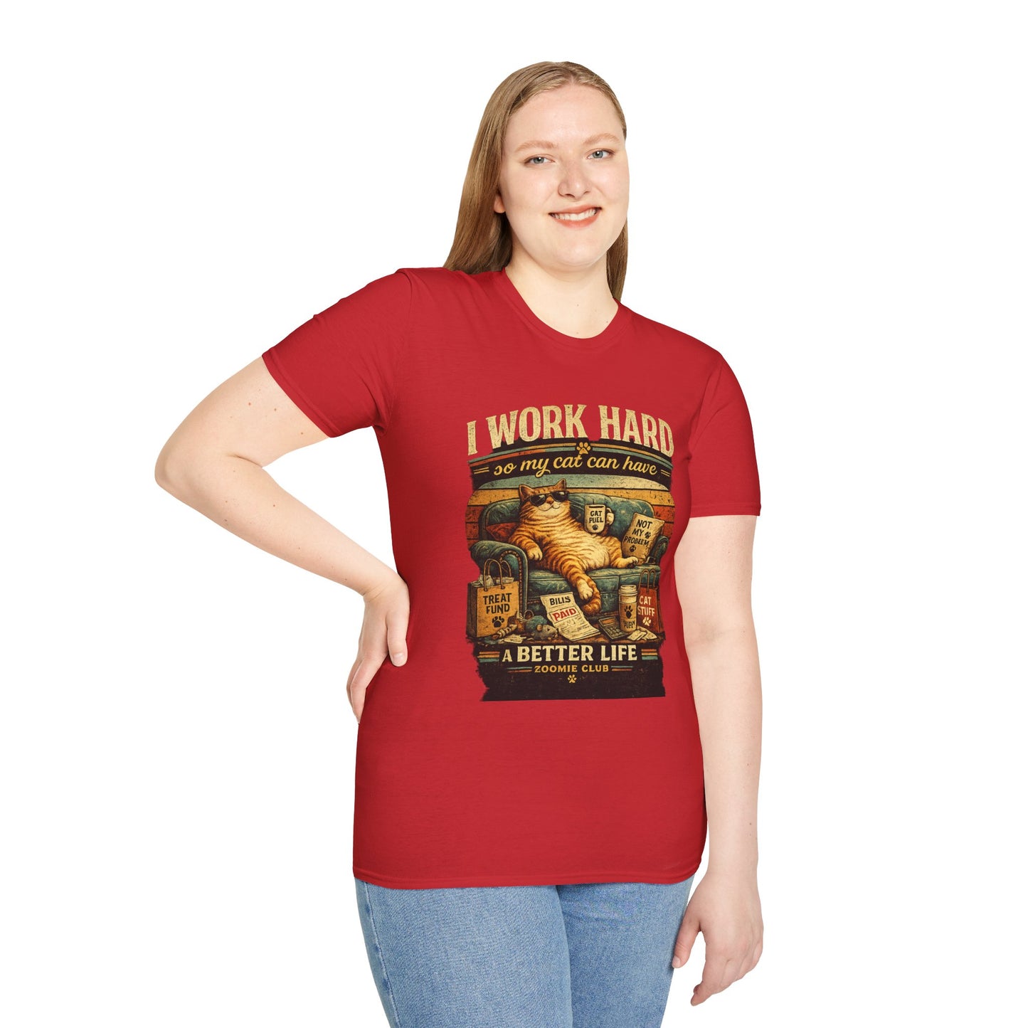 Cat Lover T‑Shirt — "I Work Hard So My Cat Can Have a Better Life" Graphic Tee