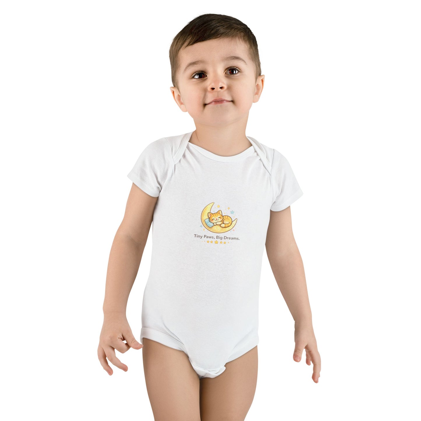 Baby Onesie - "Tiny Paws, Big Dreams" Moon Cat Infant Bodysuit
