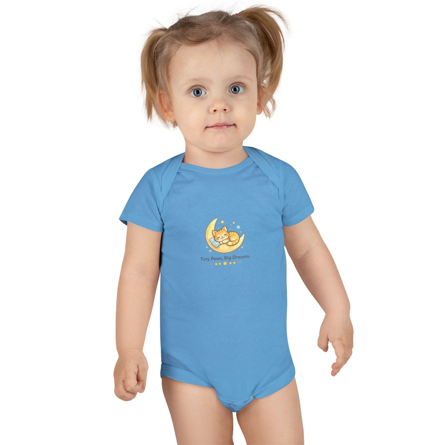 Baby Onesie - "Tiny Paws, Big Dreams" Moon Cat Infant Bodysuit
