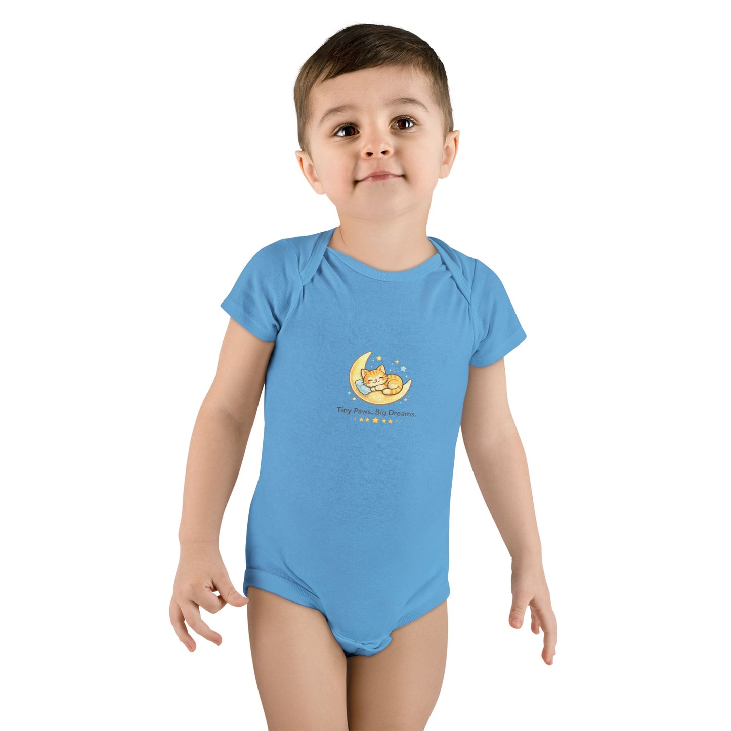 Baby Onesie - "Tiny Paws, Big Dreams" Moon Cat Infant Bodysuit