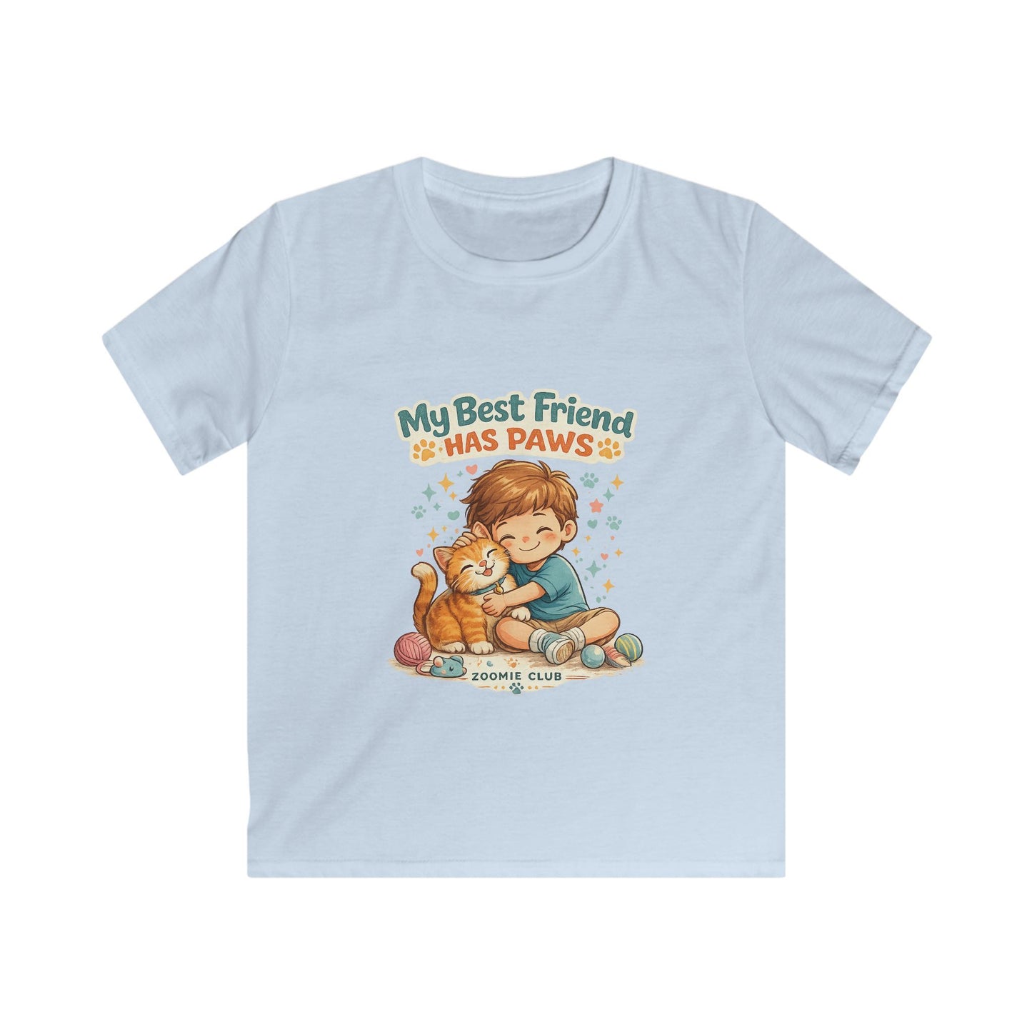 Kids Tee — "My Best Friend Has Paws" Cat Lover Shirt (Childrens Graphic Tee)