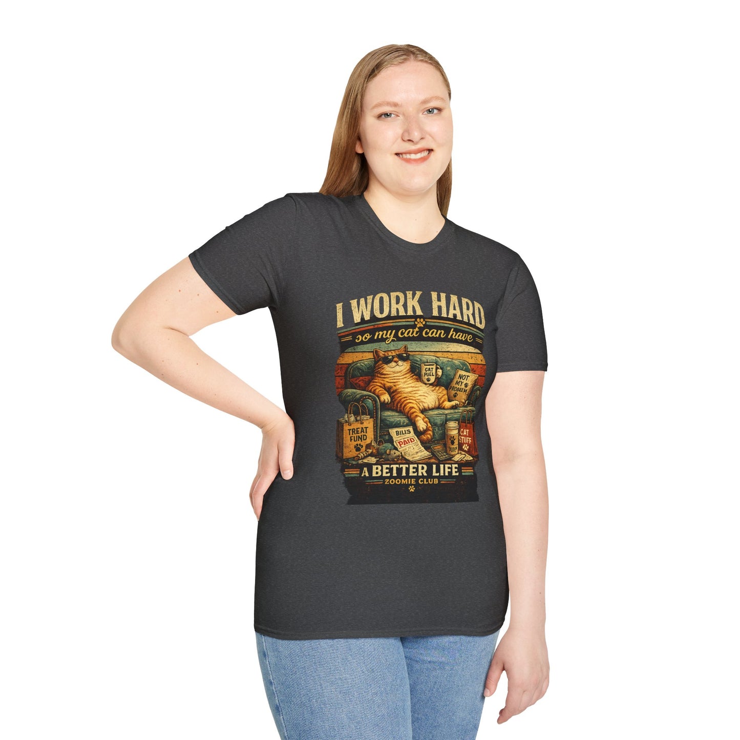 Cat Lover T‑Shirt — "I Work Hard So My Cat Can Have a Better Life" Graphic Tee