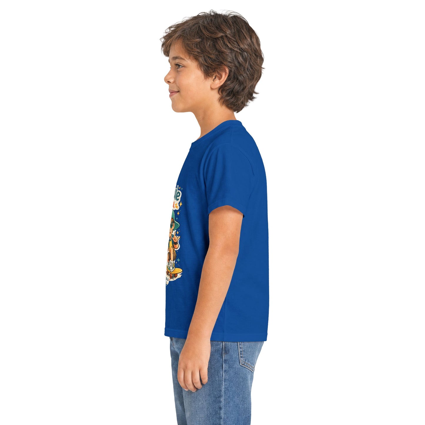 Boys Rule Cats Drool Kids T-Shirt — Cute Skateboard Cat Graphic Tee