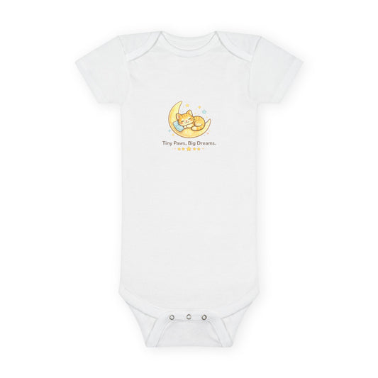 Baby Onesie - "Tiny Paws, Big Dreams" Moon Cat Infant Bodysuit