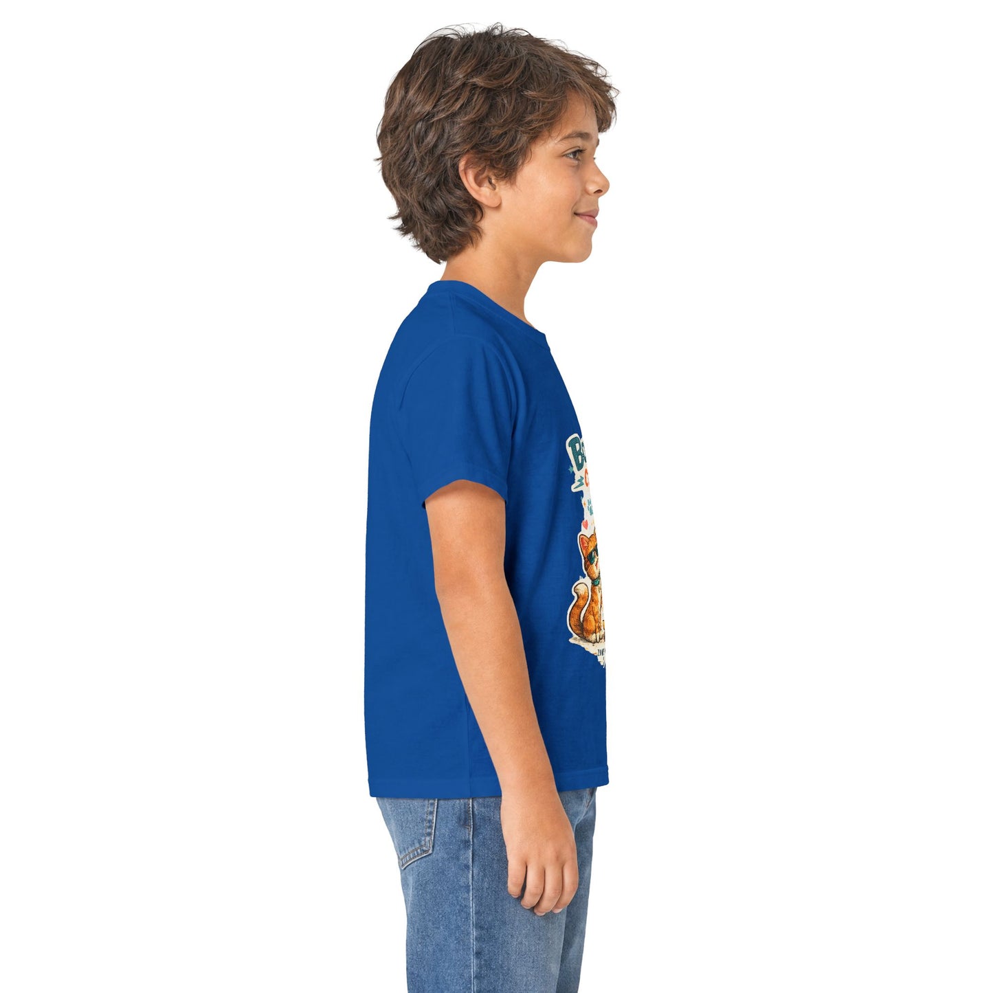 Boys Rule Cats Drool Kids T-Shirt — Cute Skateboard Cat Graphic Tee