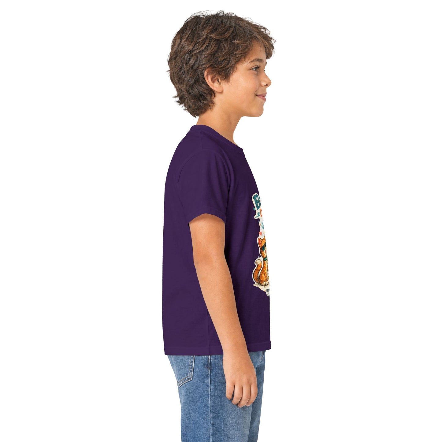 Boys Rule Cats Drool Kids T-Shirt — Cute Skateboard Cat Graphic Tee