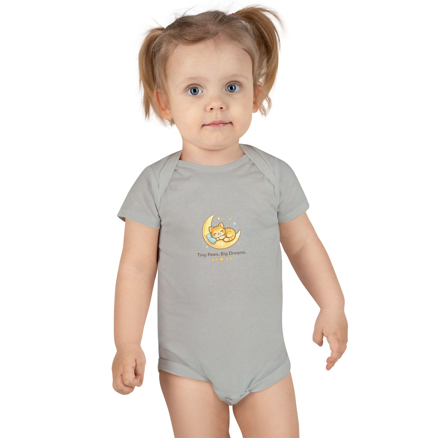 Baby Onesie - "Tiny Paws, Big Dreams" Moon Cat Infant Bodysuit