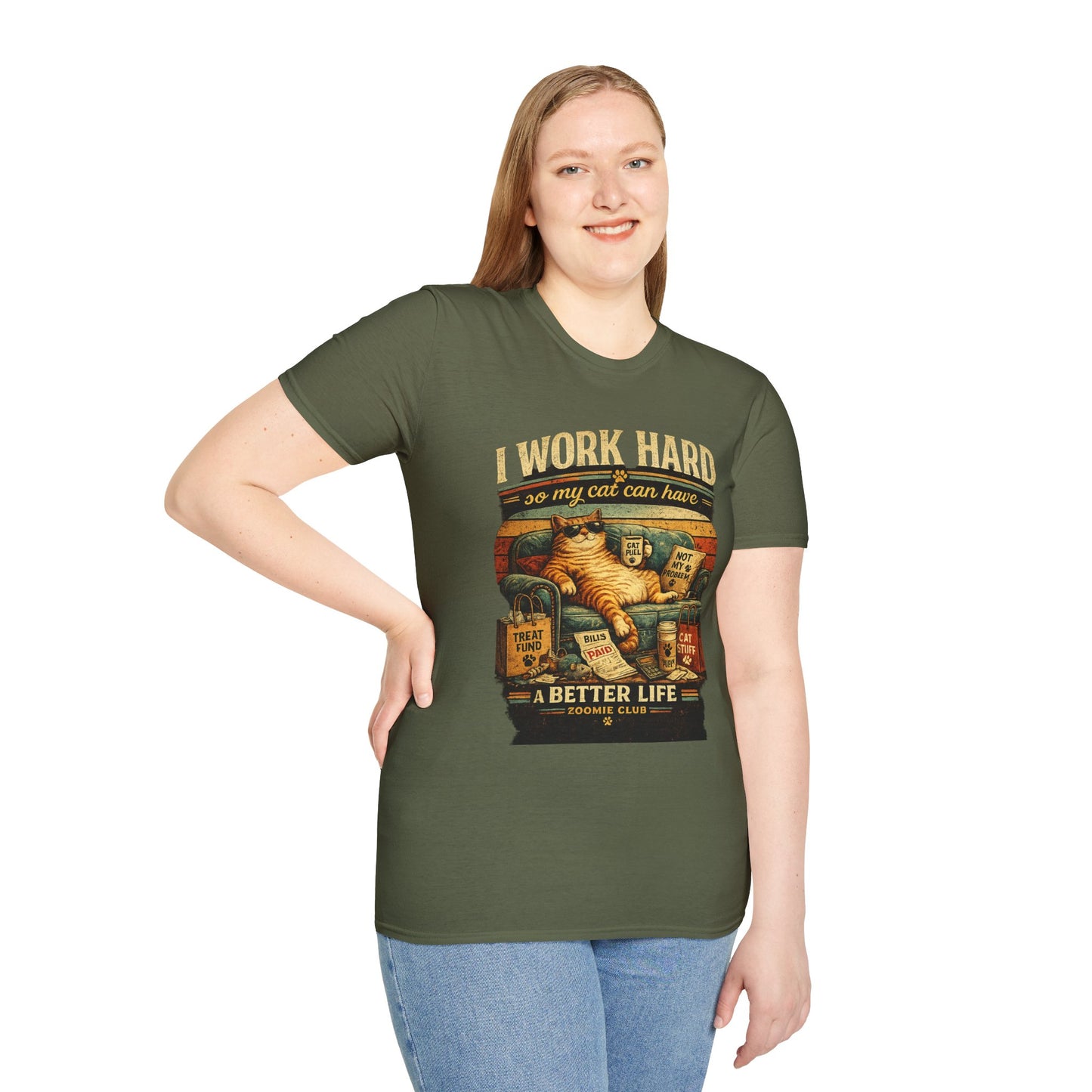 Cat Lover T‑Shirt — "I Work Hard So My Cat Can Have a Better Life" Graphic Tee