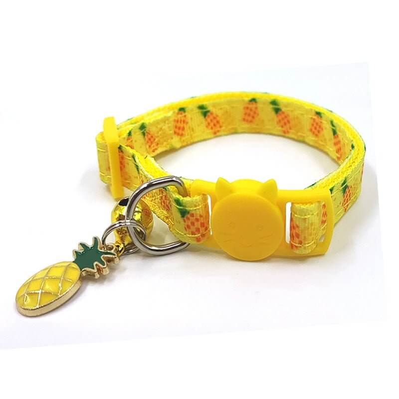 Adjustable Cat Collar with Bell Cute Fruit Print for Cats