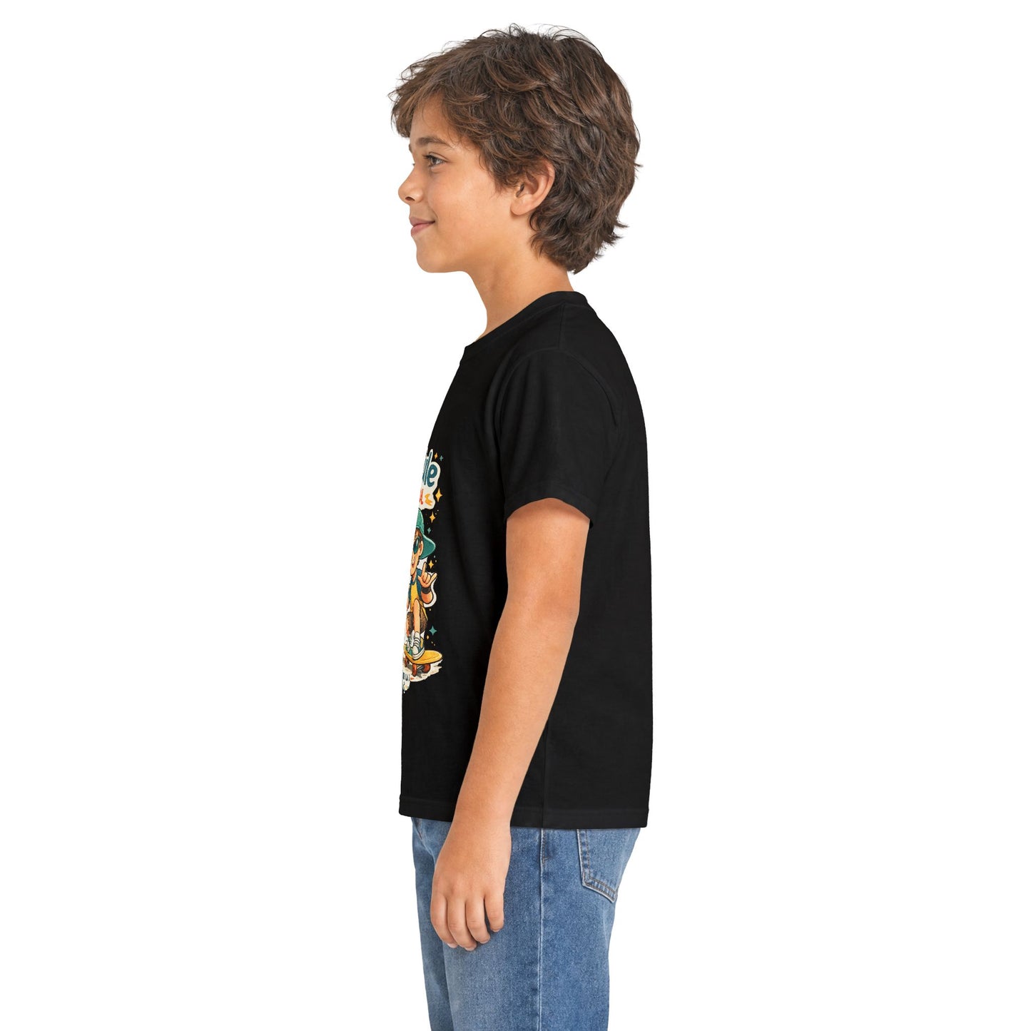 Boys Rule Cats Drool Kids T-Shirt — Cute Skateboard Cat Graphic Tee