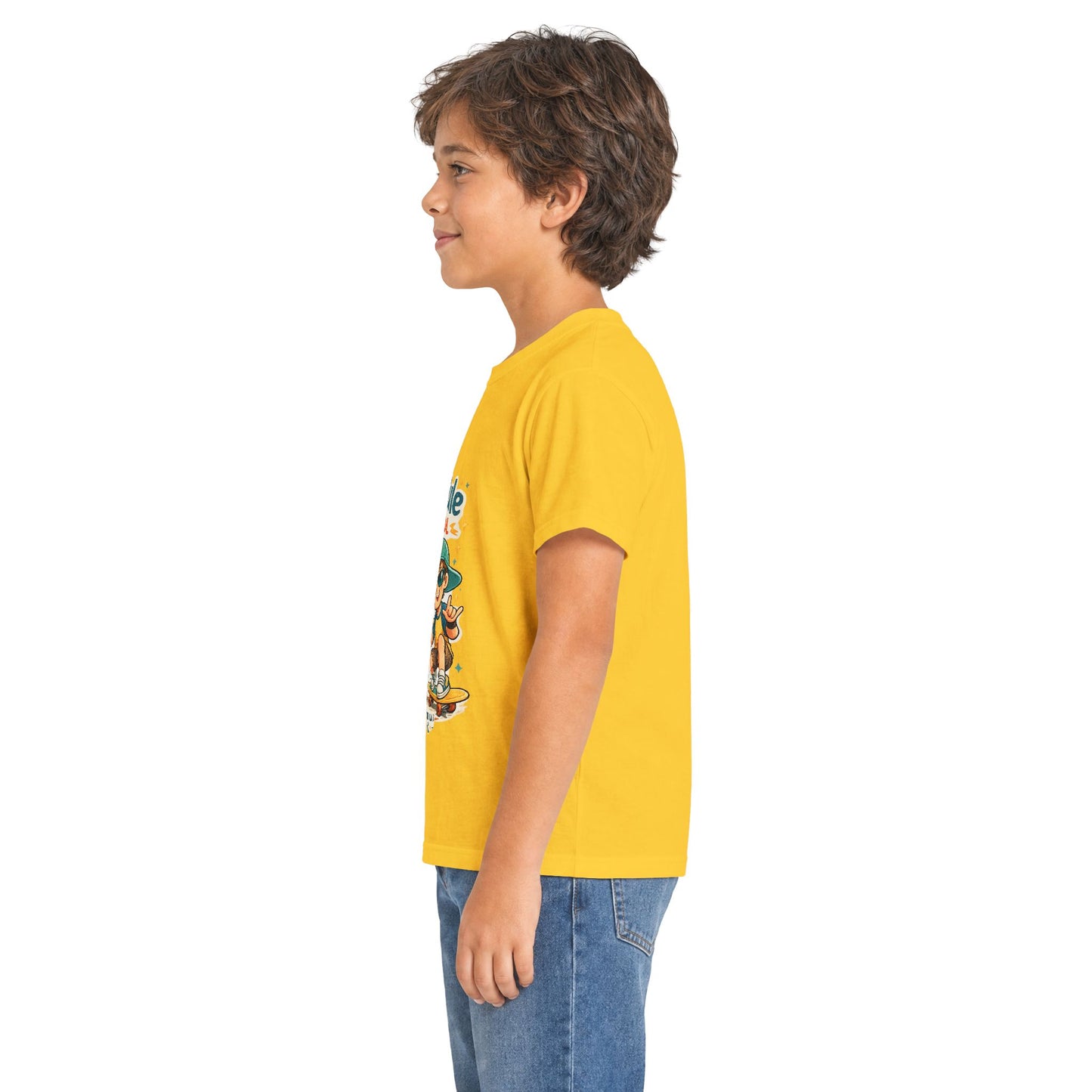 Boys Rule Cats Drool Kids T-Shirt — Cute Skateboard Cat Graphic Tee