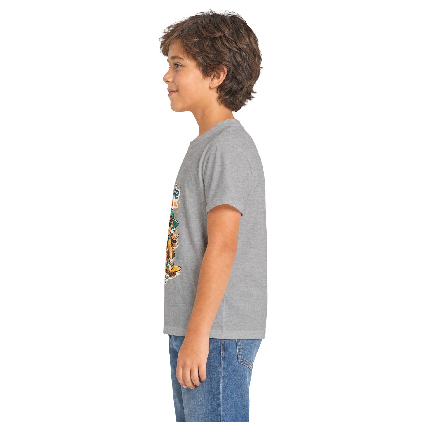 Boys Rule Cats Drool Kids T-Shirt — Cute Skateboard Cat Graphic Tee