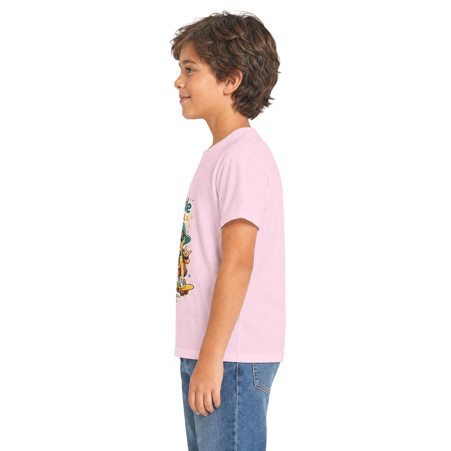 Boys Rule Cats Drool Kids T-Shirt — Cute Skateboard Cat Graphic Tee