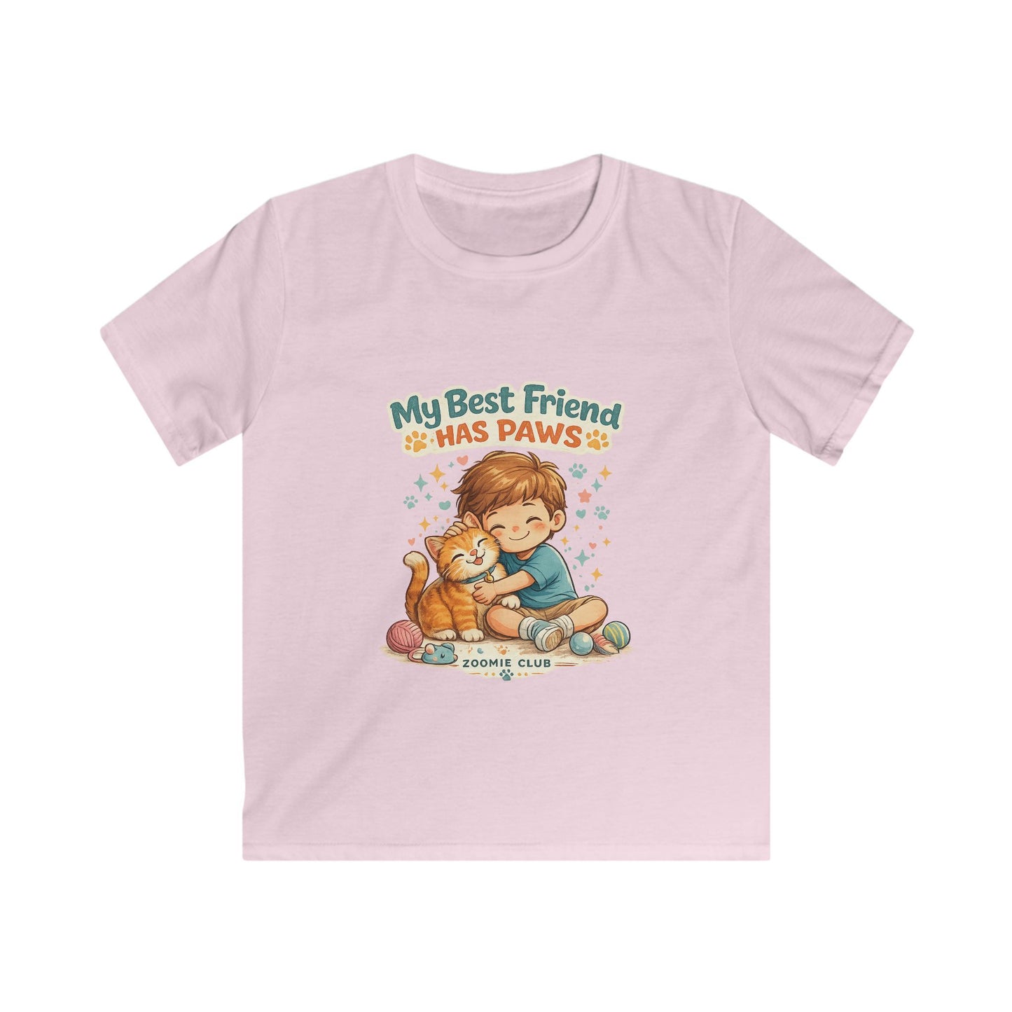 Kids Tee — "My Best Friend Has Paws" Cat Lover Shirt (Childrens Graphic Tee)