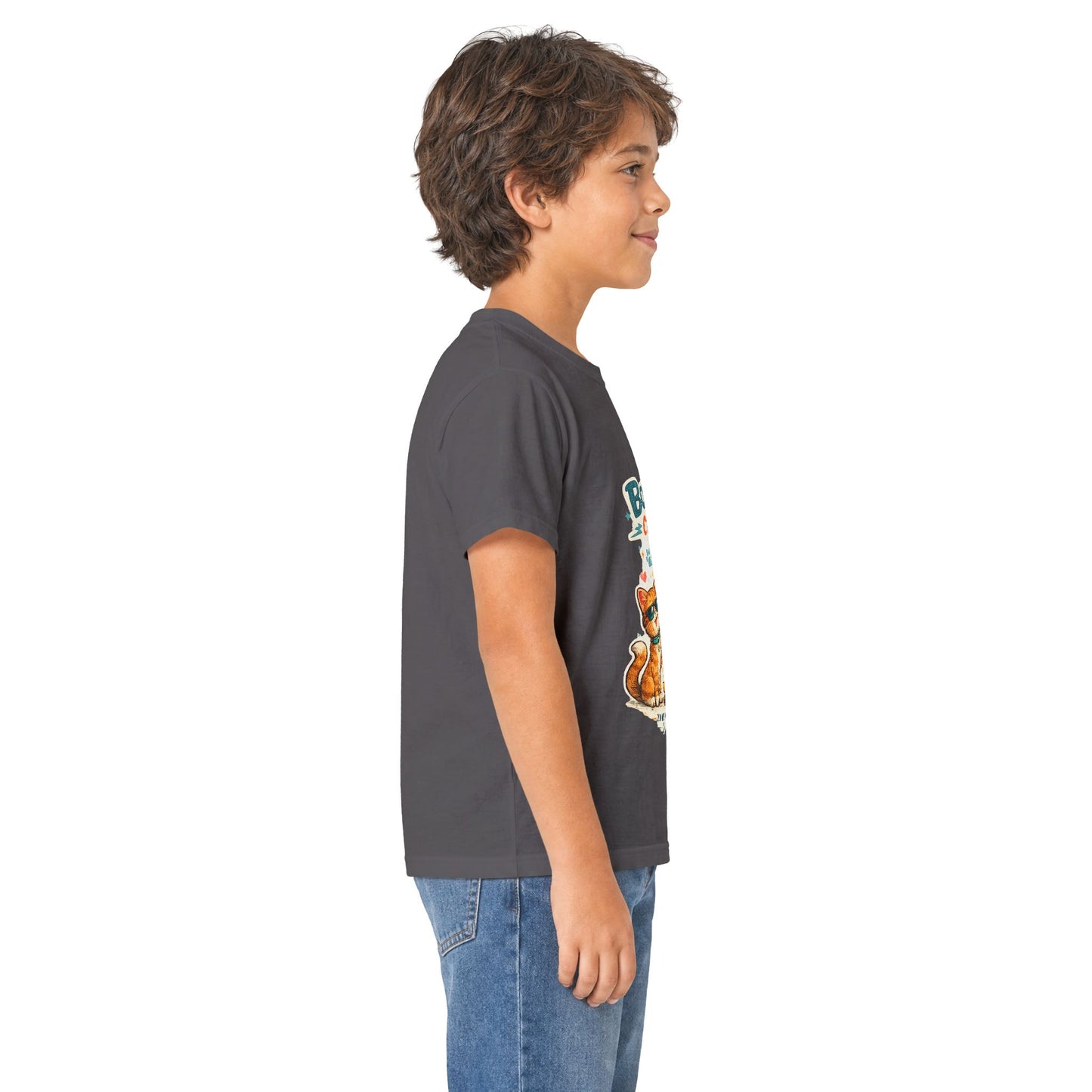 Boys Rule Cats Drool Kids T-Shirt — Cute Skateboard Cat Graphic Tee