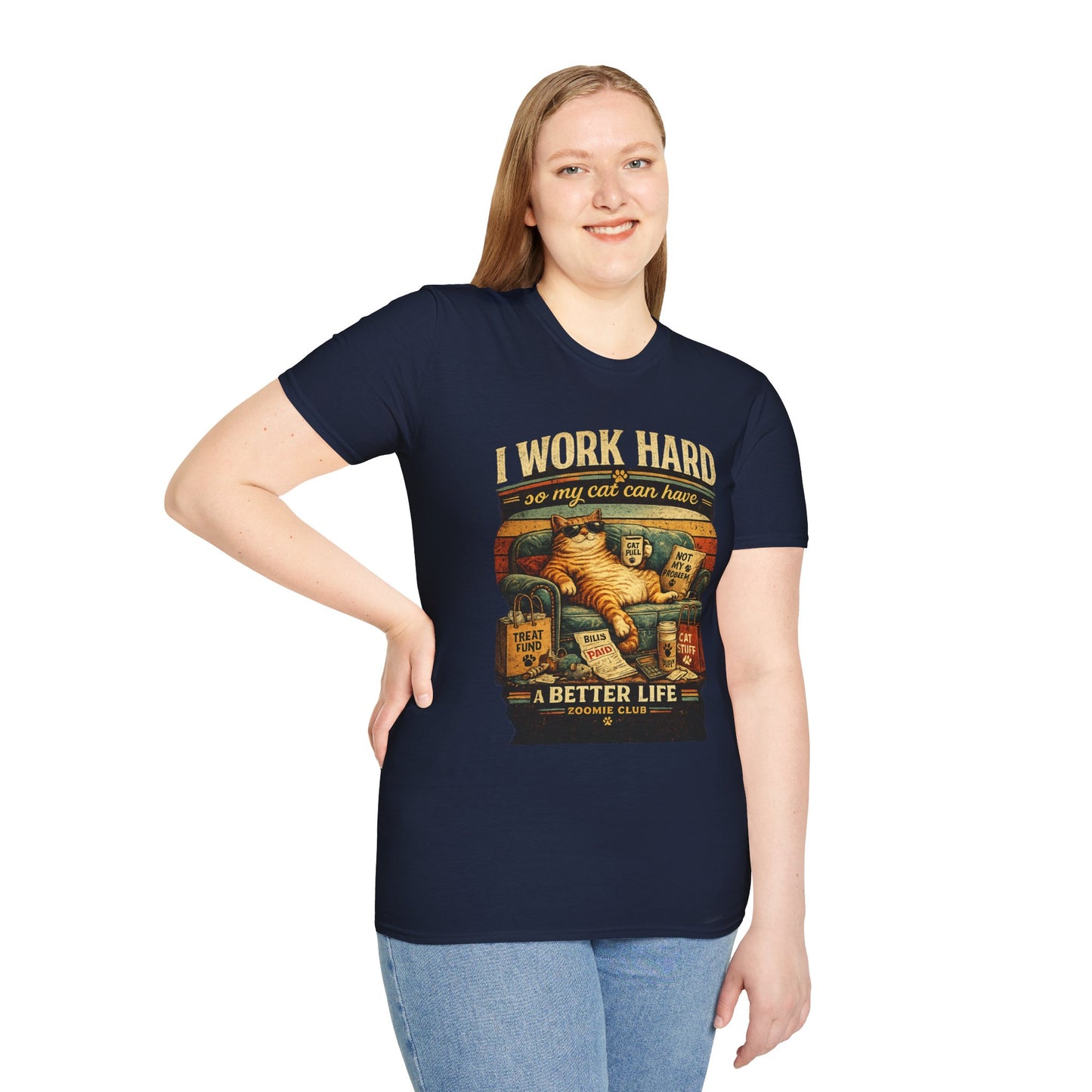 Cat Lover T‑Shirt — "I Work Hard So My Cat Can Have a Better Life" Graphic Tee
