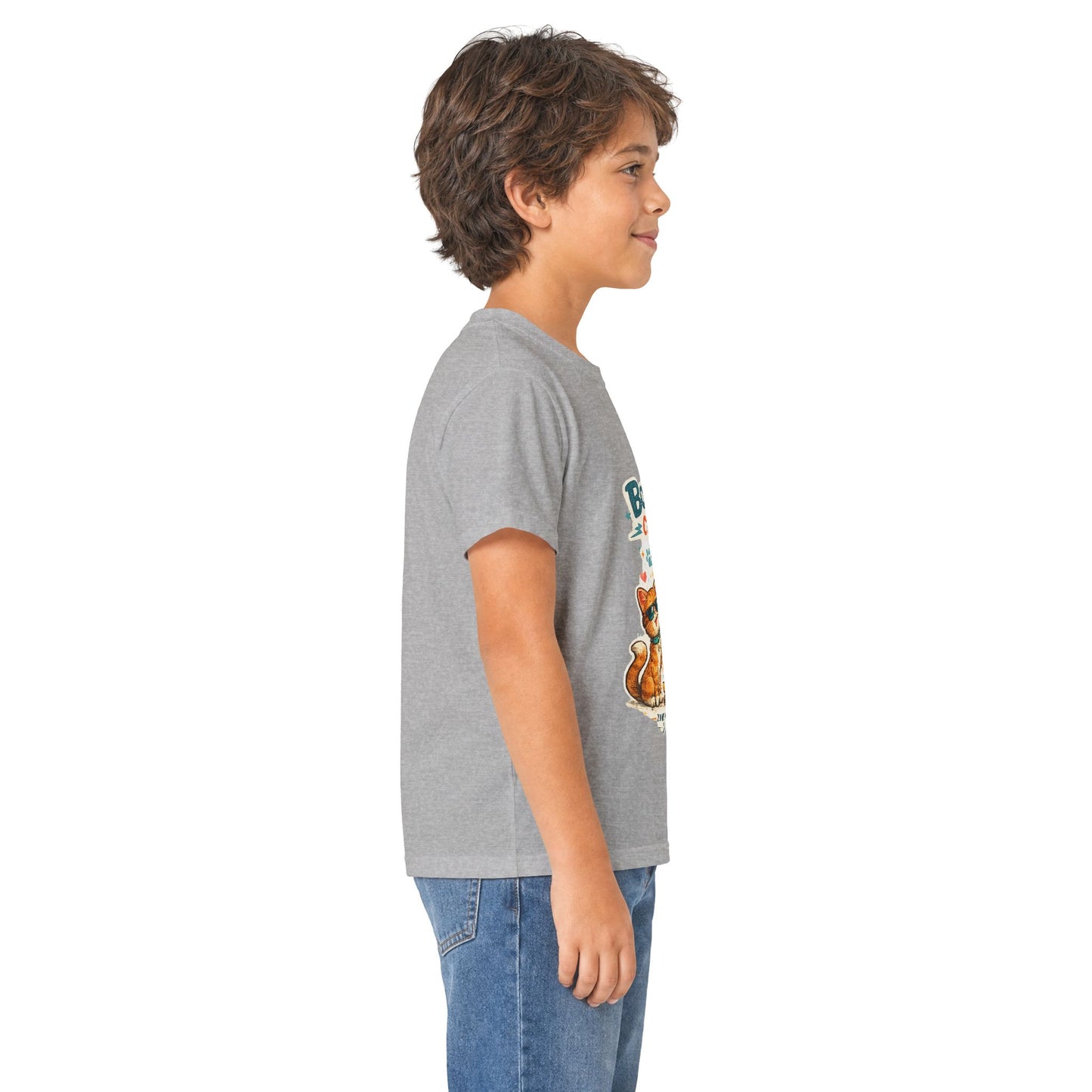 Boys Rule Cats Drool Kids T-Shirt — Cute Skateboard Cat Graphic Tee