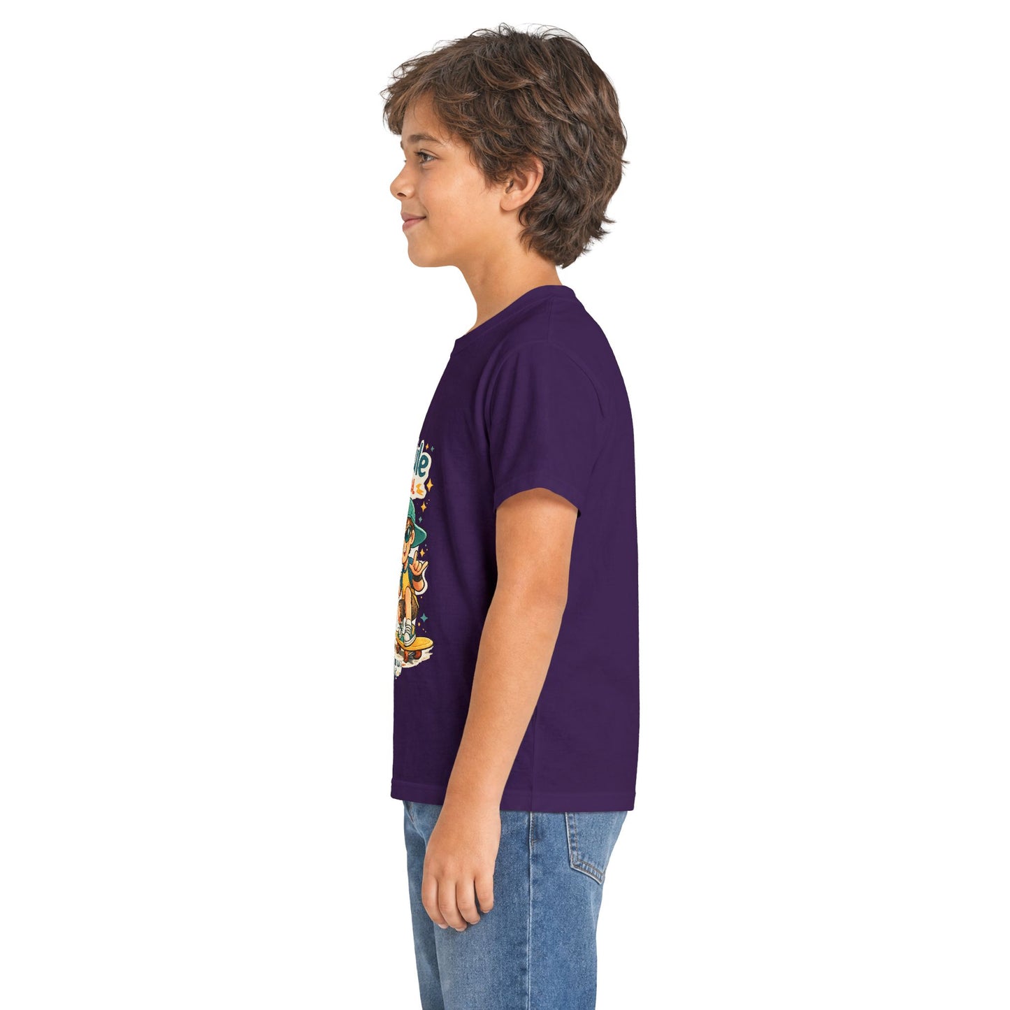 Boys Rule Cats Drool Kids T-Shirt — Cute Skateboard Cat Graphic Tee
