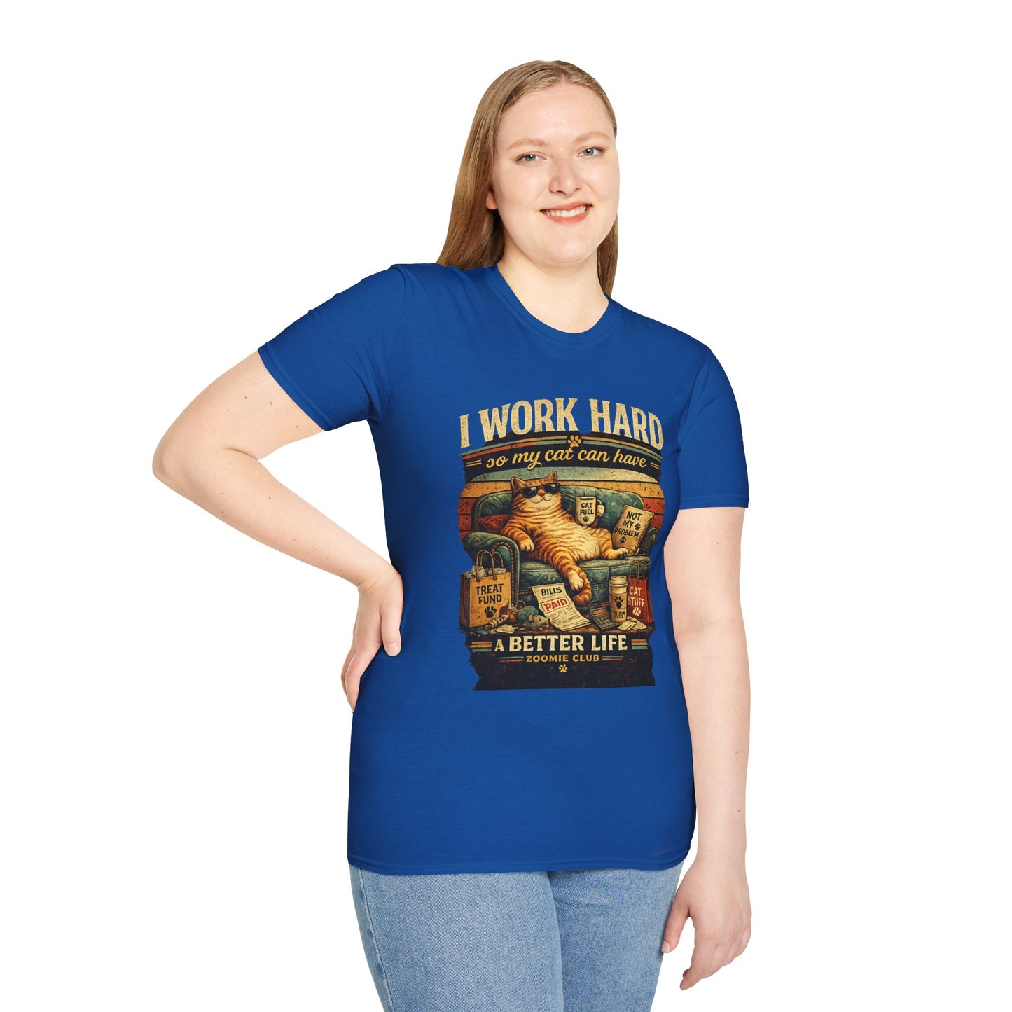 Cat Lover T‑Shirt — "I Work Hard So My Cat Can Have a Better Life" Graphic Tee