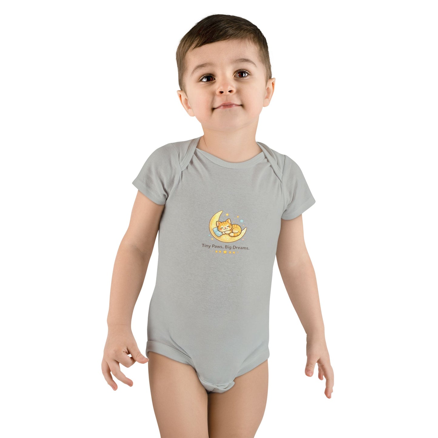 Baby Onesie - "Tiny Paws, Big Dreams" Moon Cat Infant Bodysuit