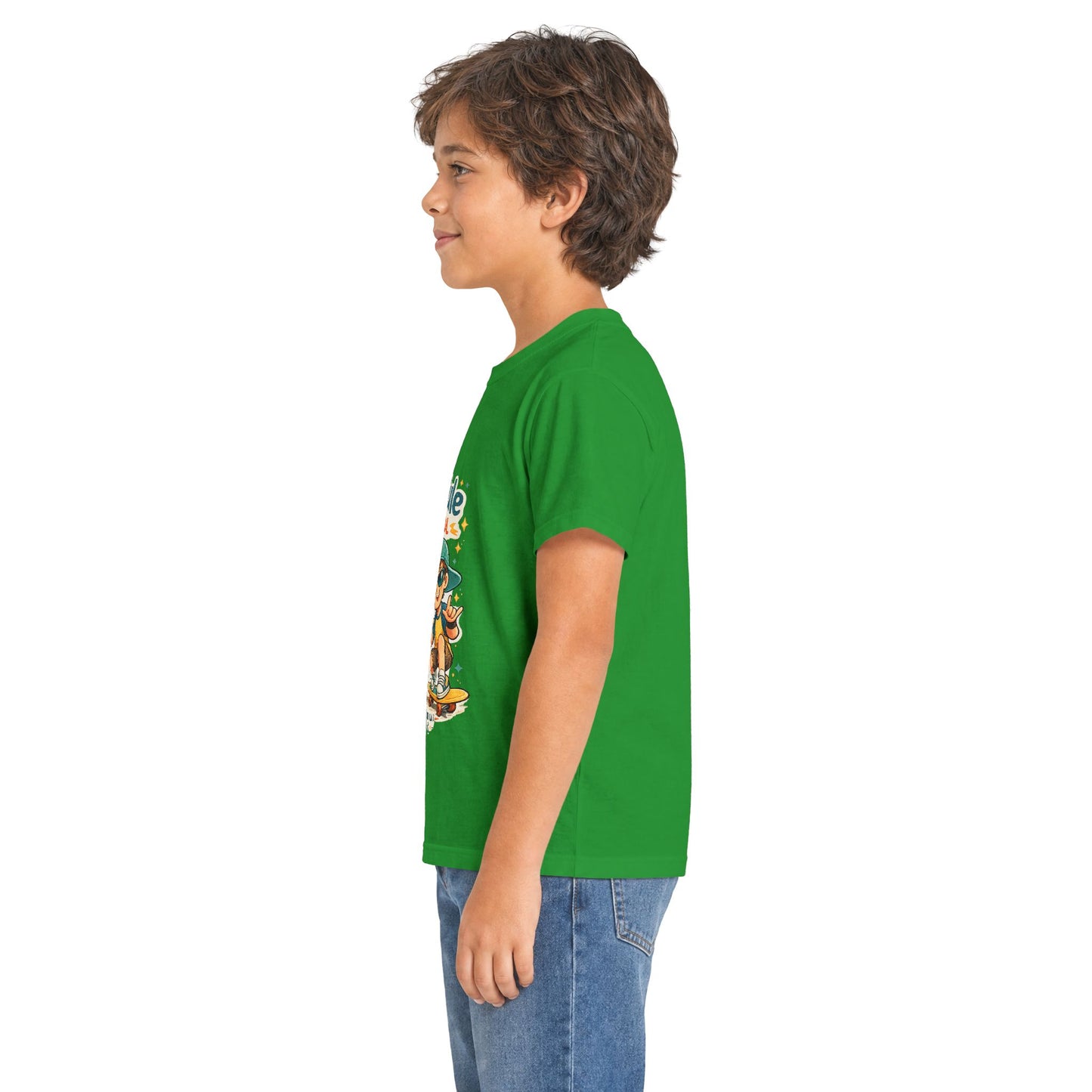 Boys Rule Cats Drool Kids T-Shirt — Cute Skateboard Cat Graphic Tee