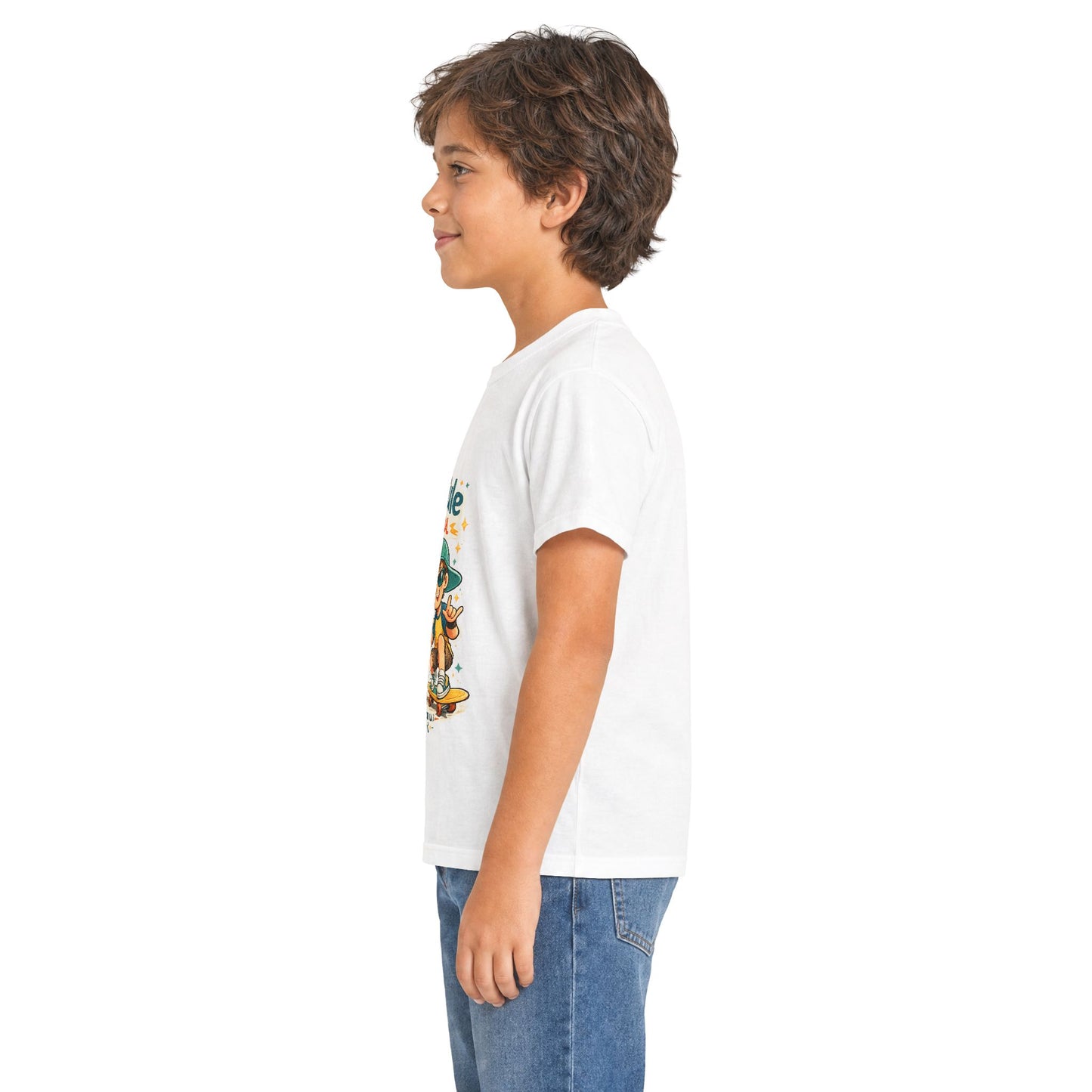 Boys Rule Cats Drool Kids T-Shirt — Cute Skateboard Cat Graphic Tee