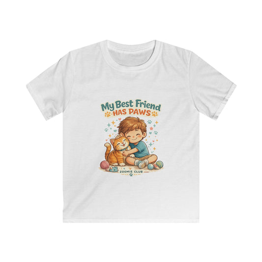 Kids Tee — "My Best Friend Has Paws" Cat Lover Shirt (Childrens Graphic Tee)