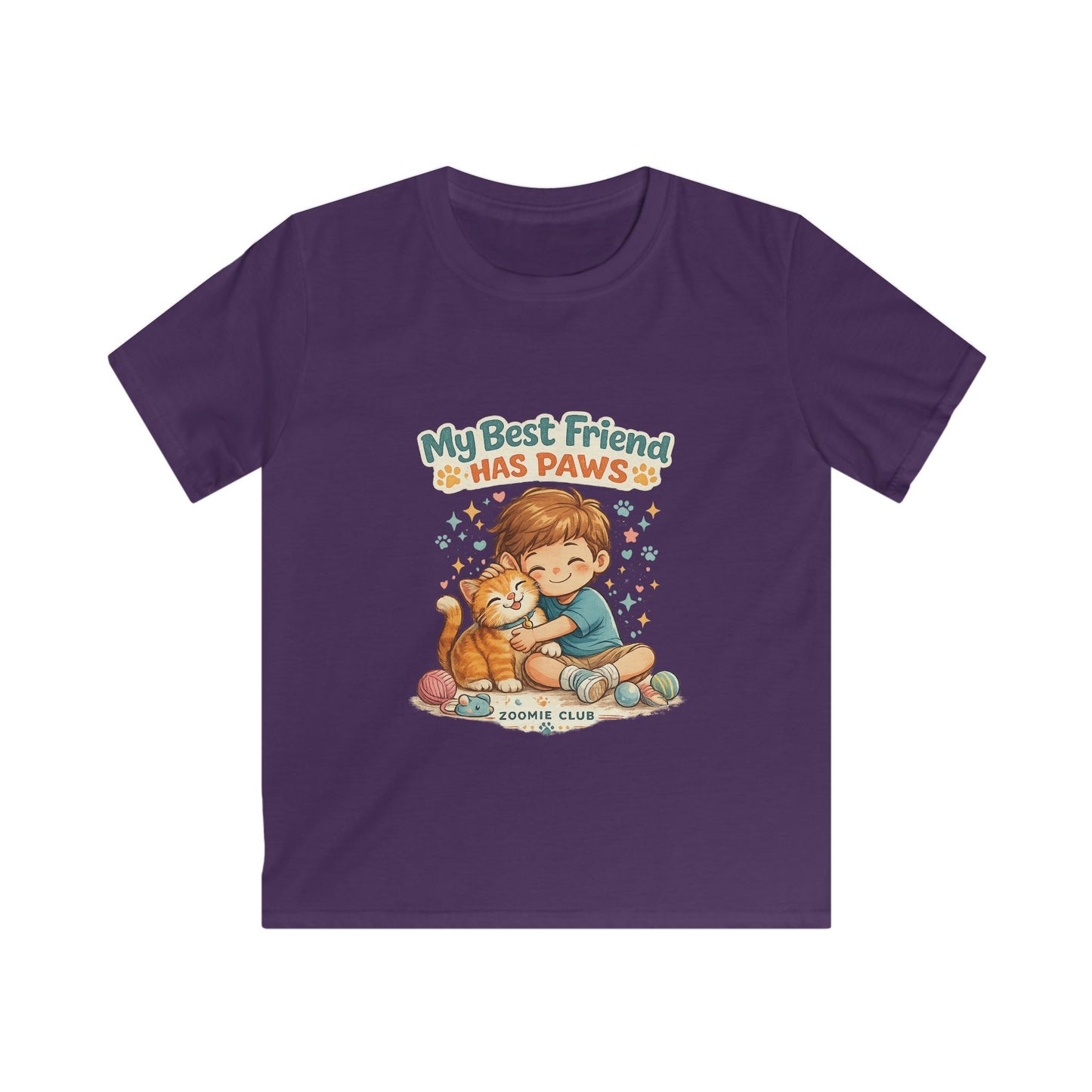 Kids Tee — "My Best Friend Has Paws" Cat Lover Shirt (Childrens Graphic Tee)