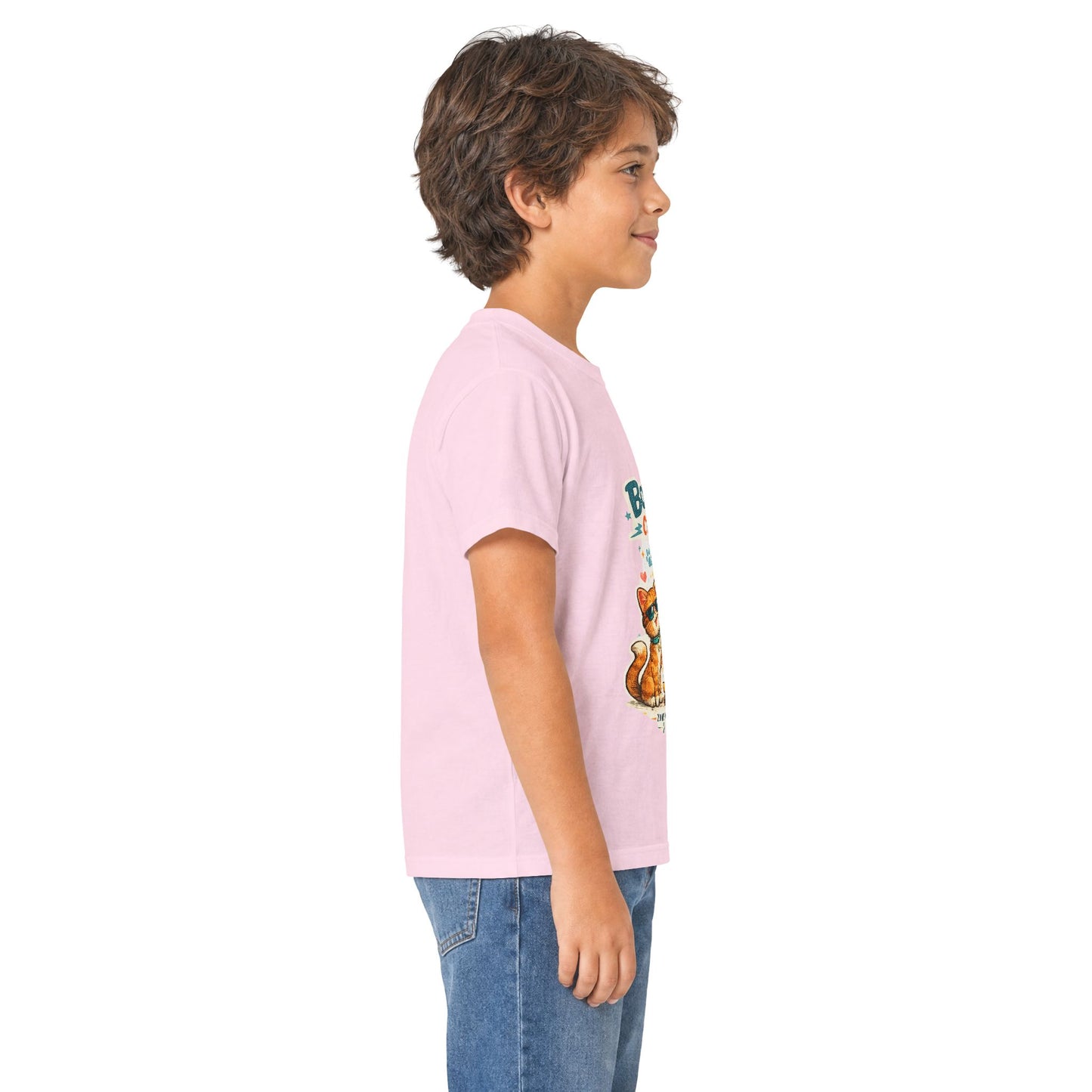 Boys Rule Cats Drool Kids T-Shirt — Cute Skateboard Cat Graphic Tee