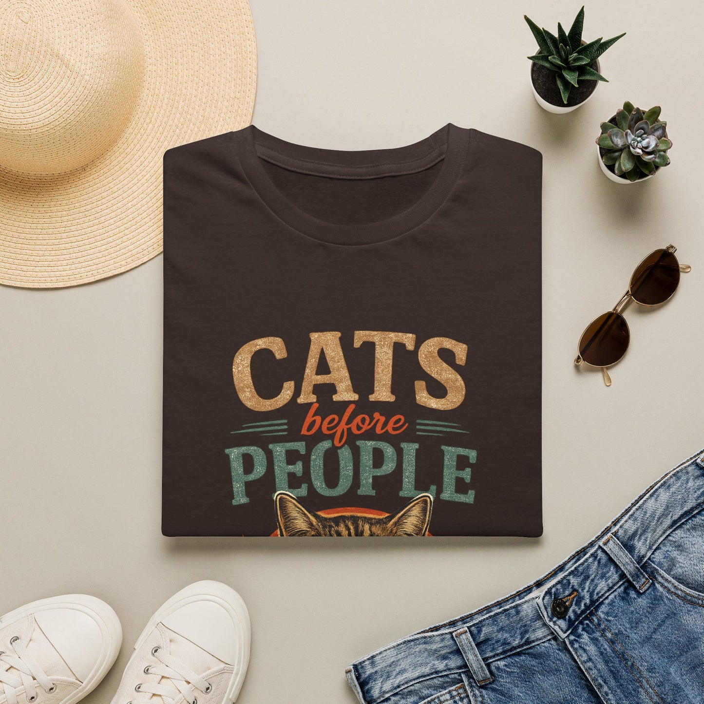 Cats Before People T-Shirt — Retro Cat Lover Graphic Tee