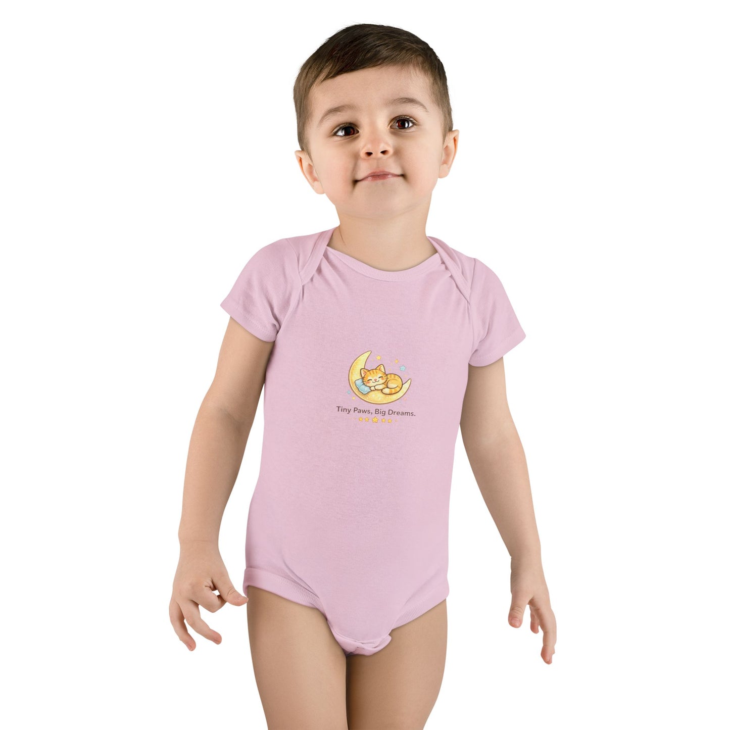 Baby Onesie - "Tiny Paws, Big Dreams" Moon Cat Infant Bodysuit