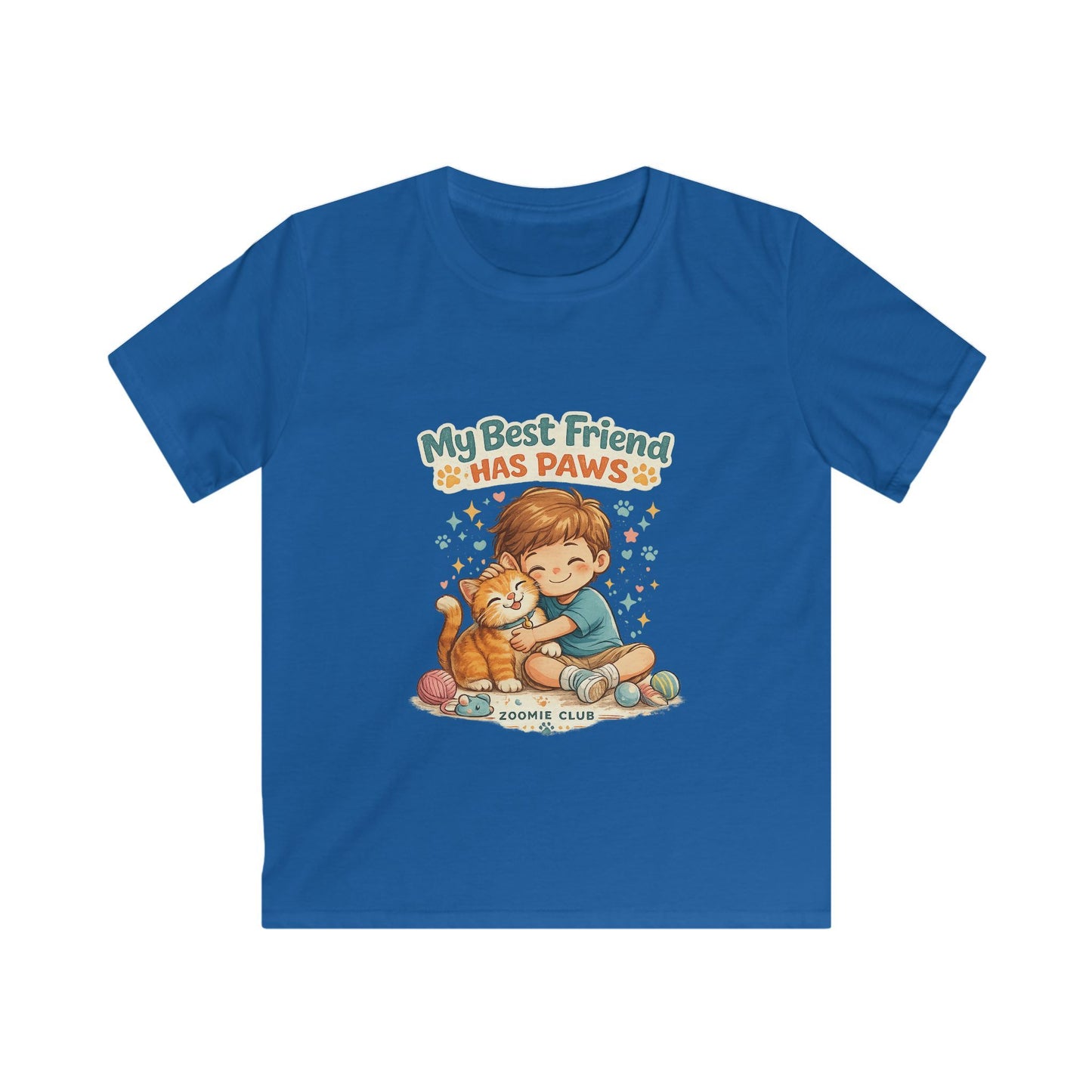 Kids Tee — "My Best Friend Has Paws" Cat Lover Shirt (Childrens Graphic Tee)