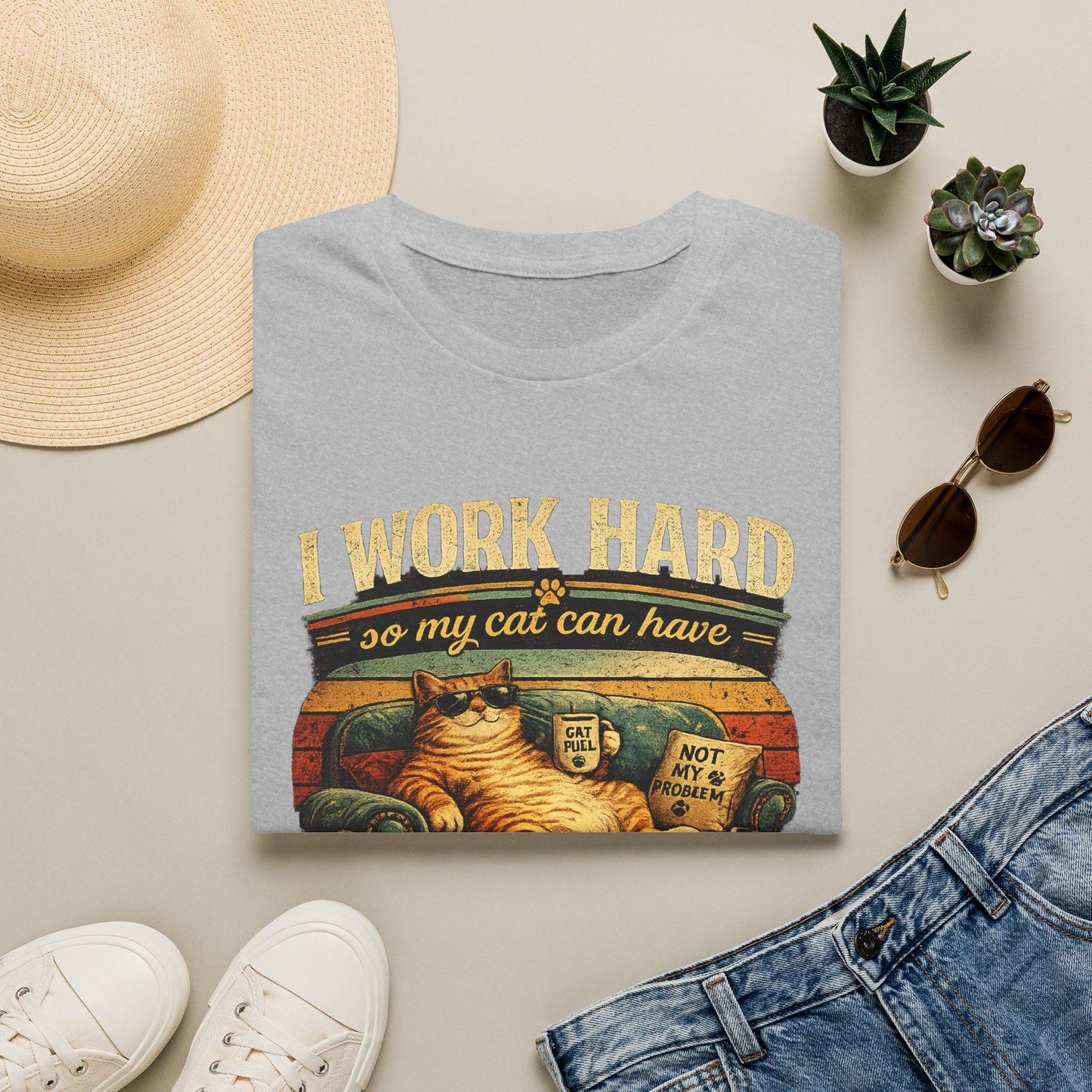 Cat Lover T‑Shirt — "I Work Hard So My Cat Can Have a Better Life" Graphic Tee