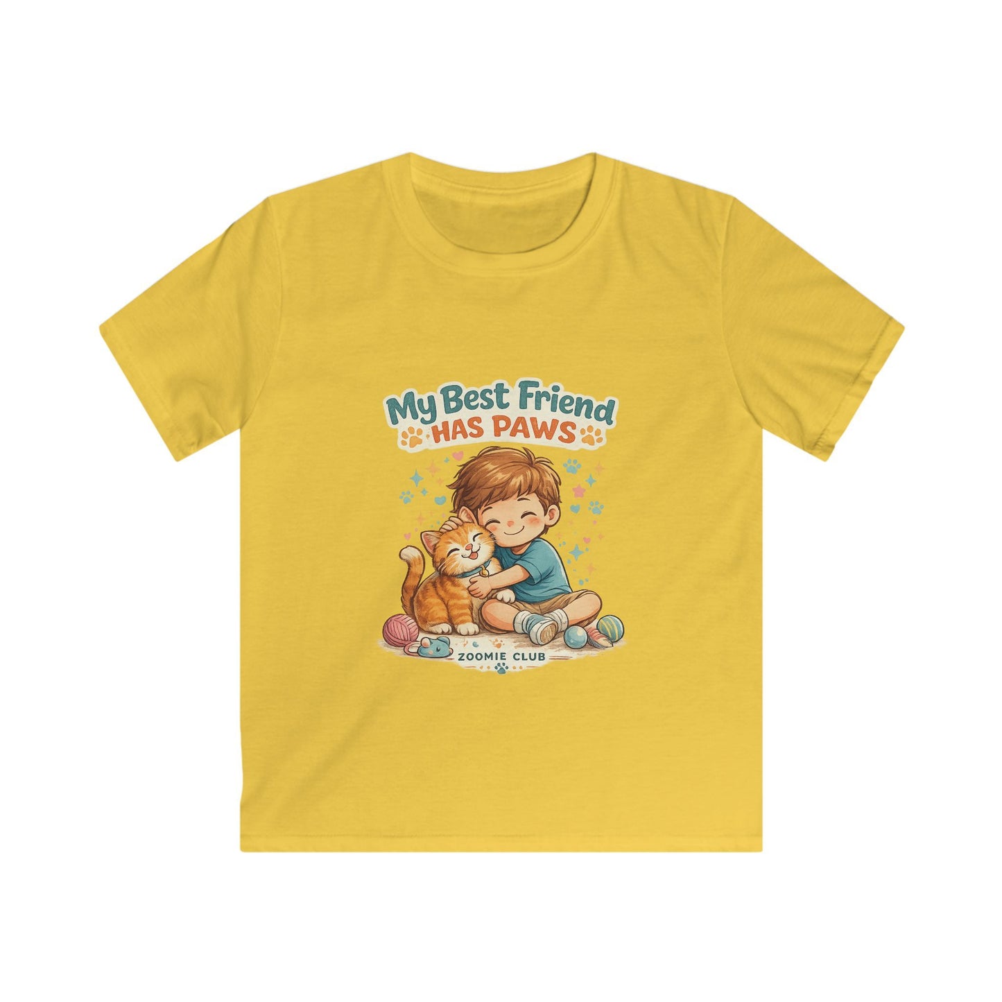 Kids Tee — "My Best Friend Has Paws" Cat Lover Shirt (Childrens Graphic Tee)