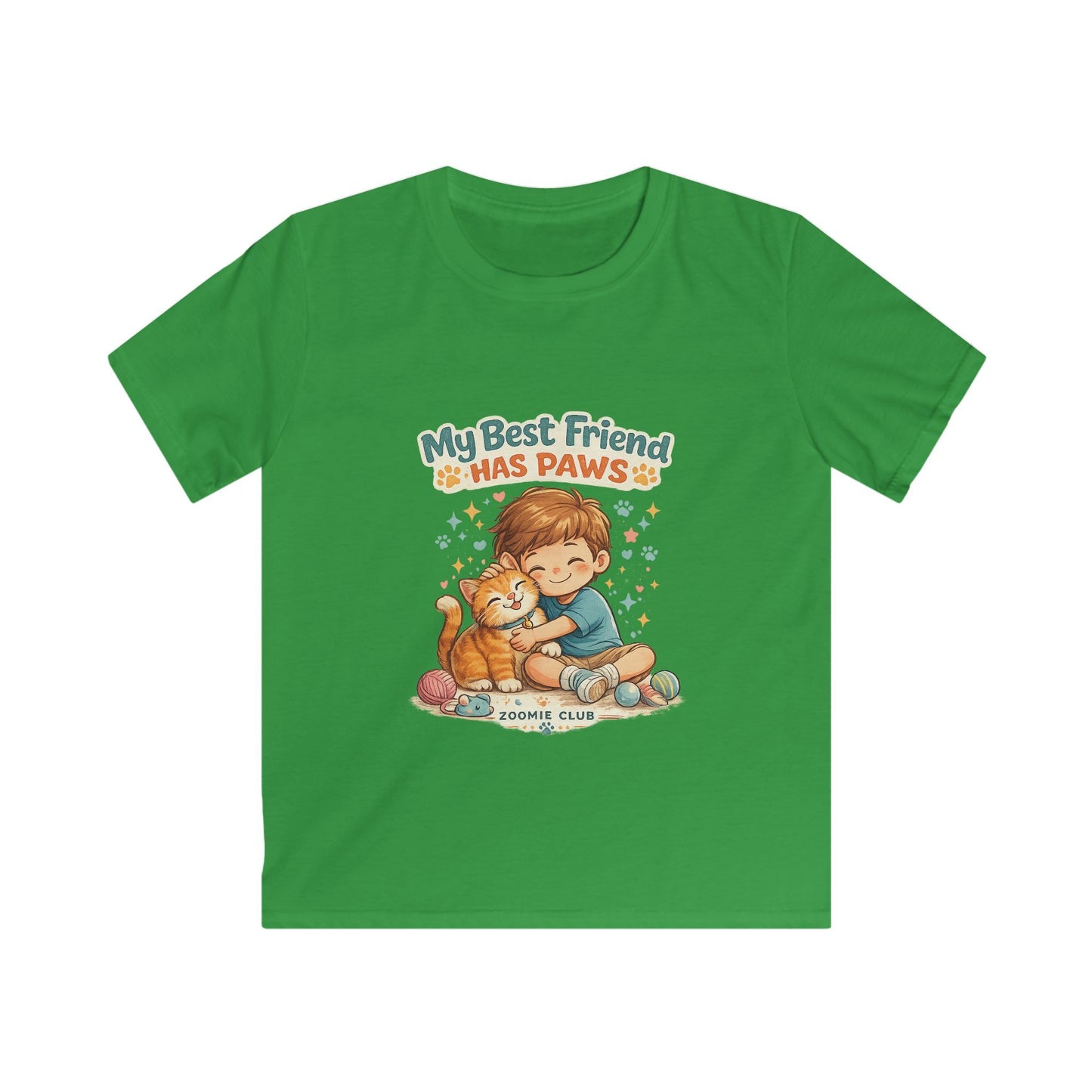 Kids Tee — "My Best Friend Has Paws" Cat Lover Shirt (Childrens Graphic Tee)