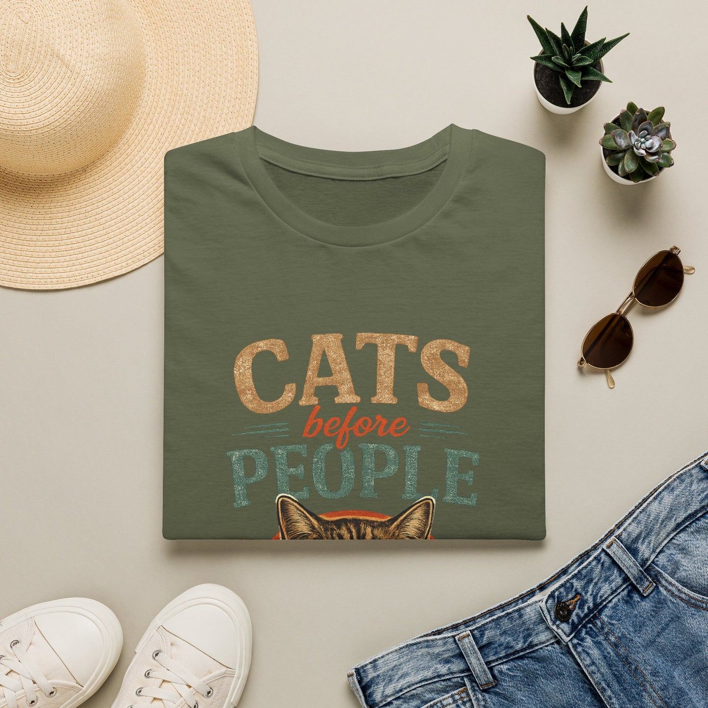Cats Before People T-Shirt — Retro Cat Lover Graphic Tee