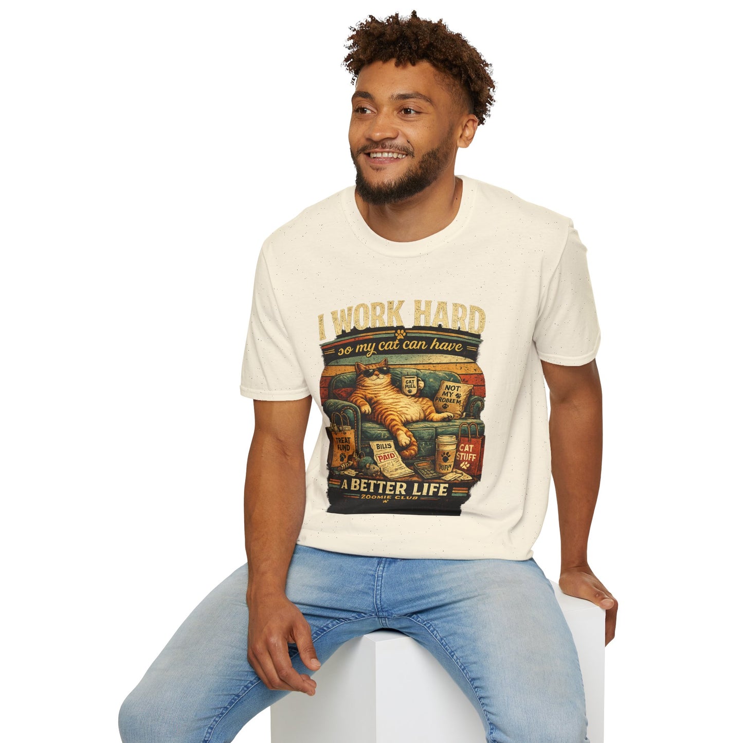 Cat Lover T‑Shirt — "I Work Hard So My Cat Can Have a Better Life" Graphic Tee