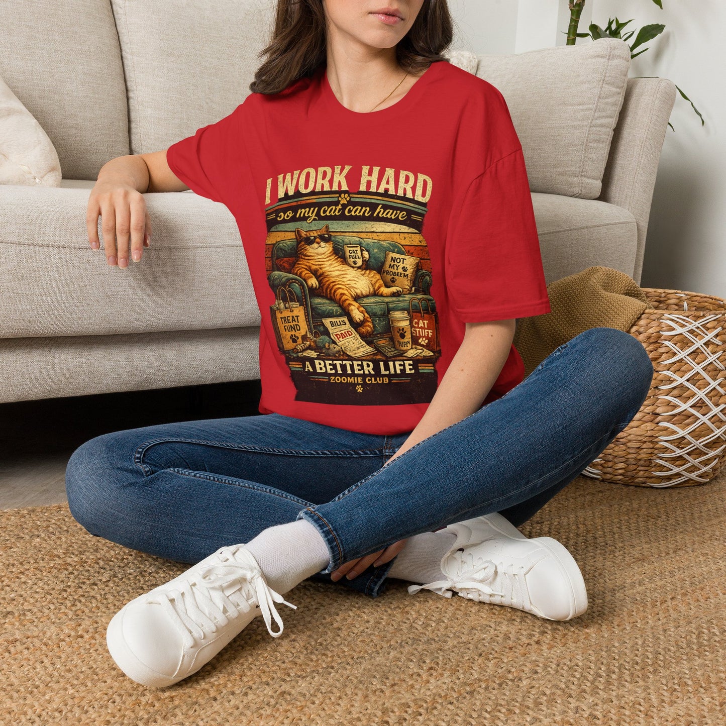 Cat Lover T‑Shirt — "I Work Hard So My Cat Can Have a Better Life" Graphic Tee
